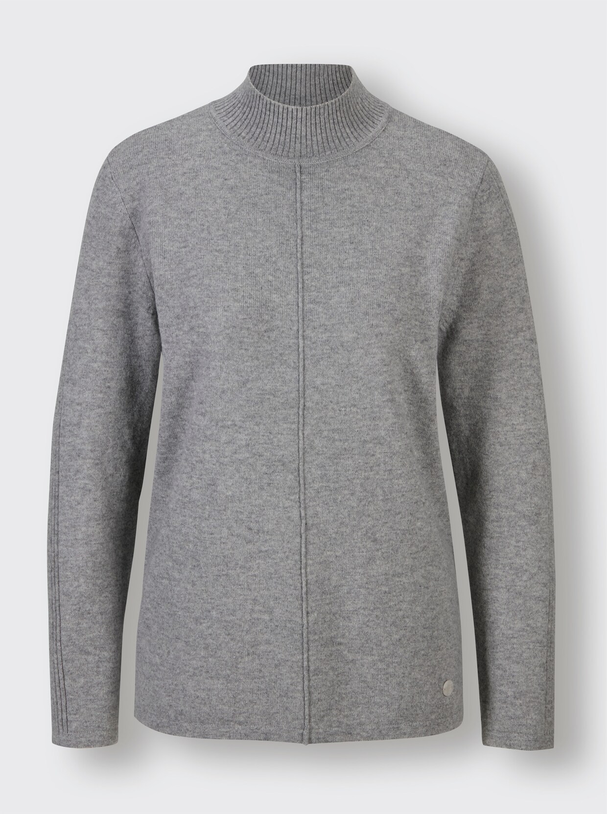 CREATION L PREMIUM Stehkragenpullover - steingrau-meliert