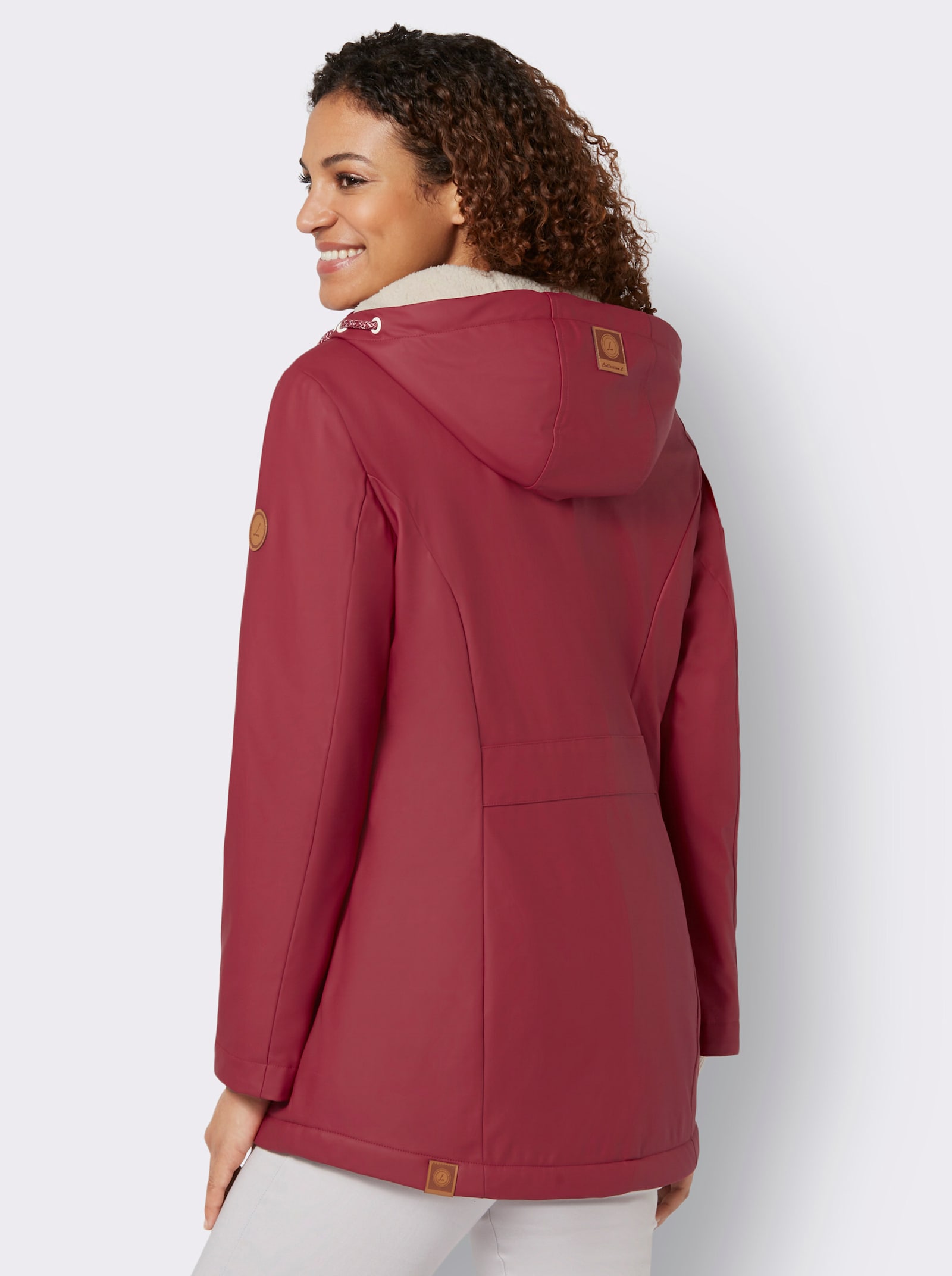 Jacke mit Teddy-Futter - dunkelrot