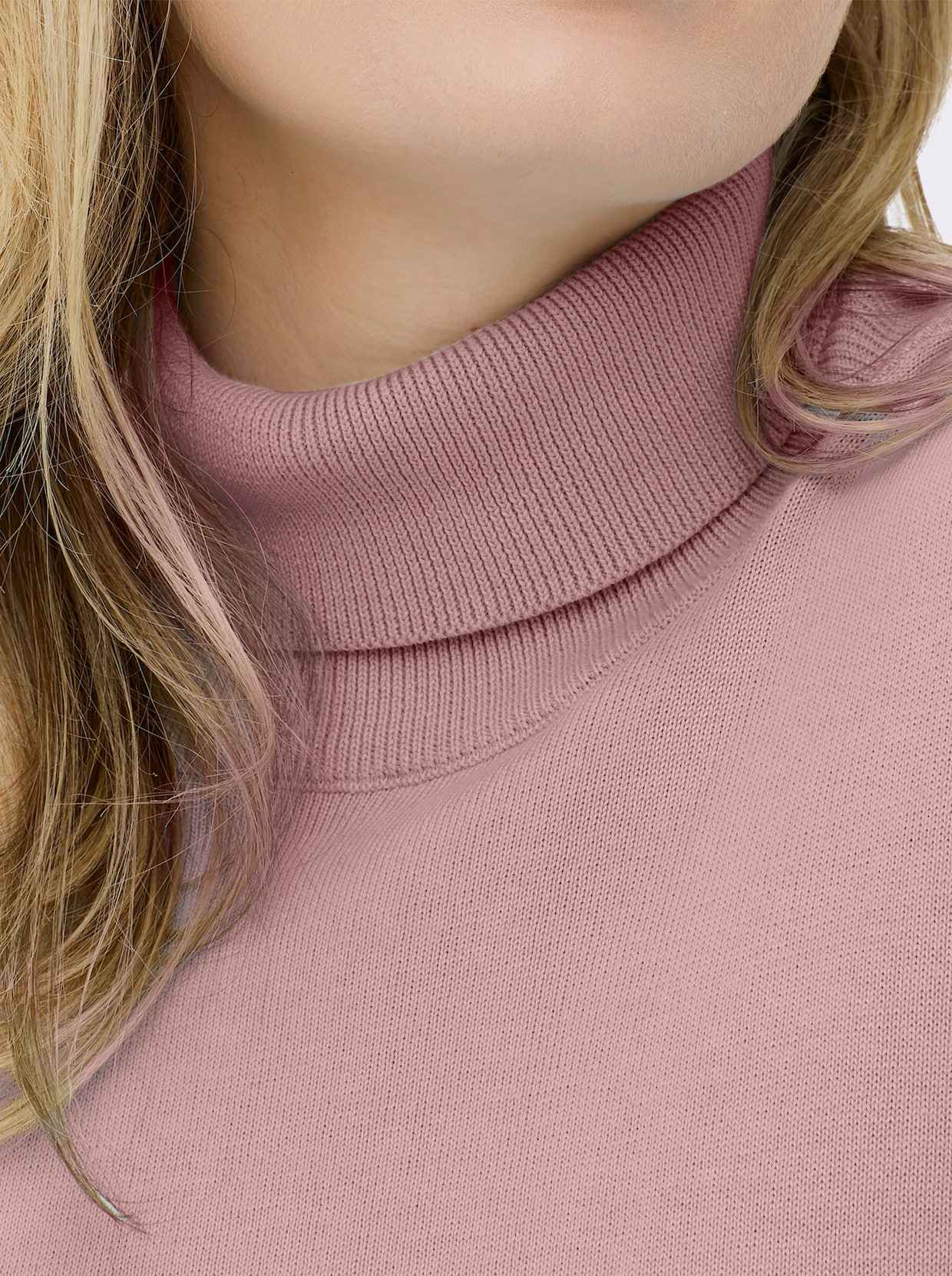 Rollkragenpullover aus reiner Baumwolle - rosenholz