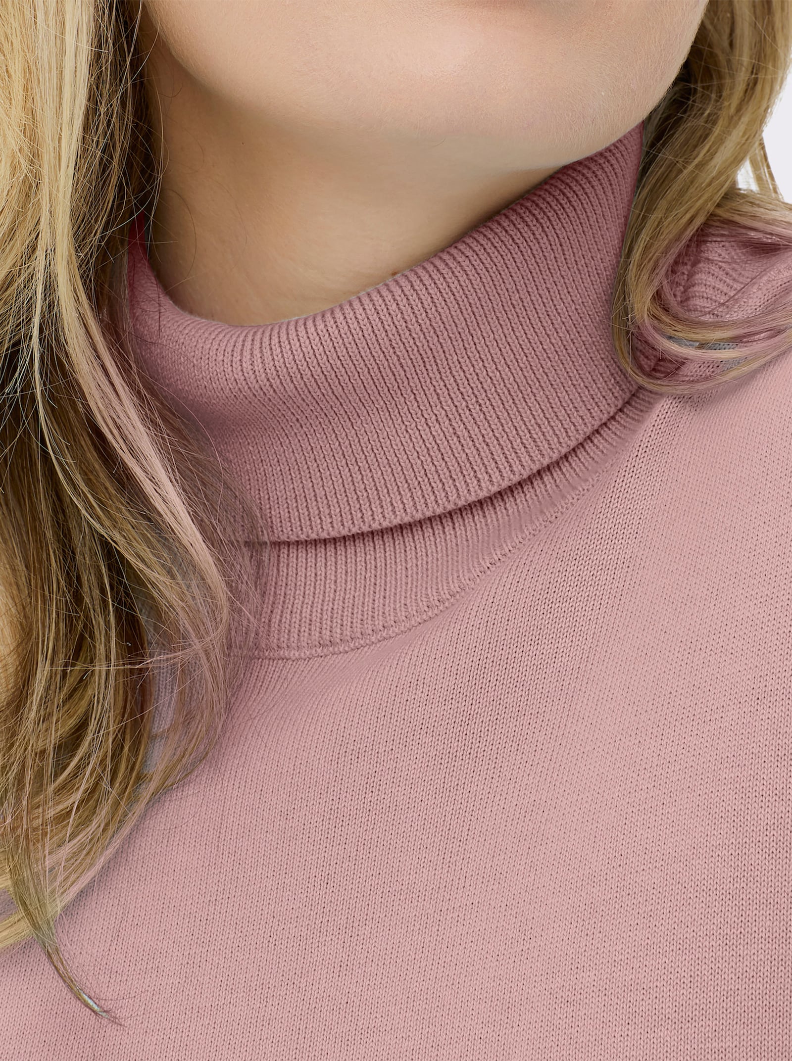 Rollkragenpullover aus reiner Baumwolle - rosenholz