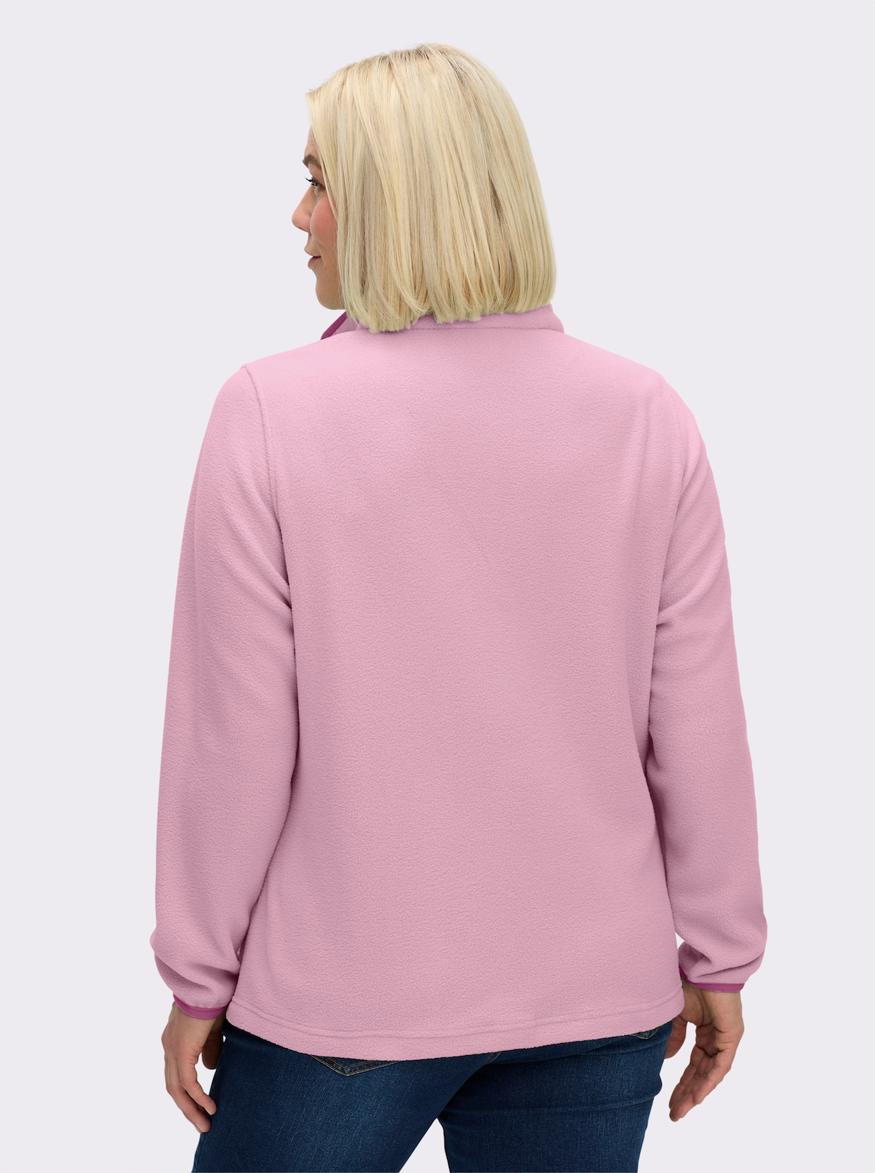 Fleeceshirt mit Stehkragen - rosé