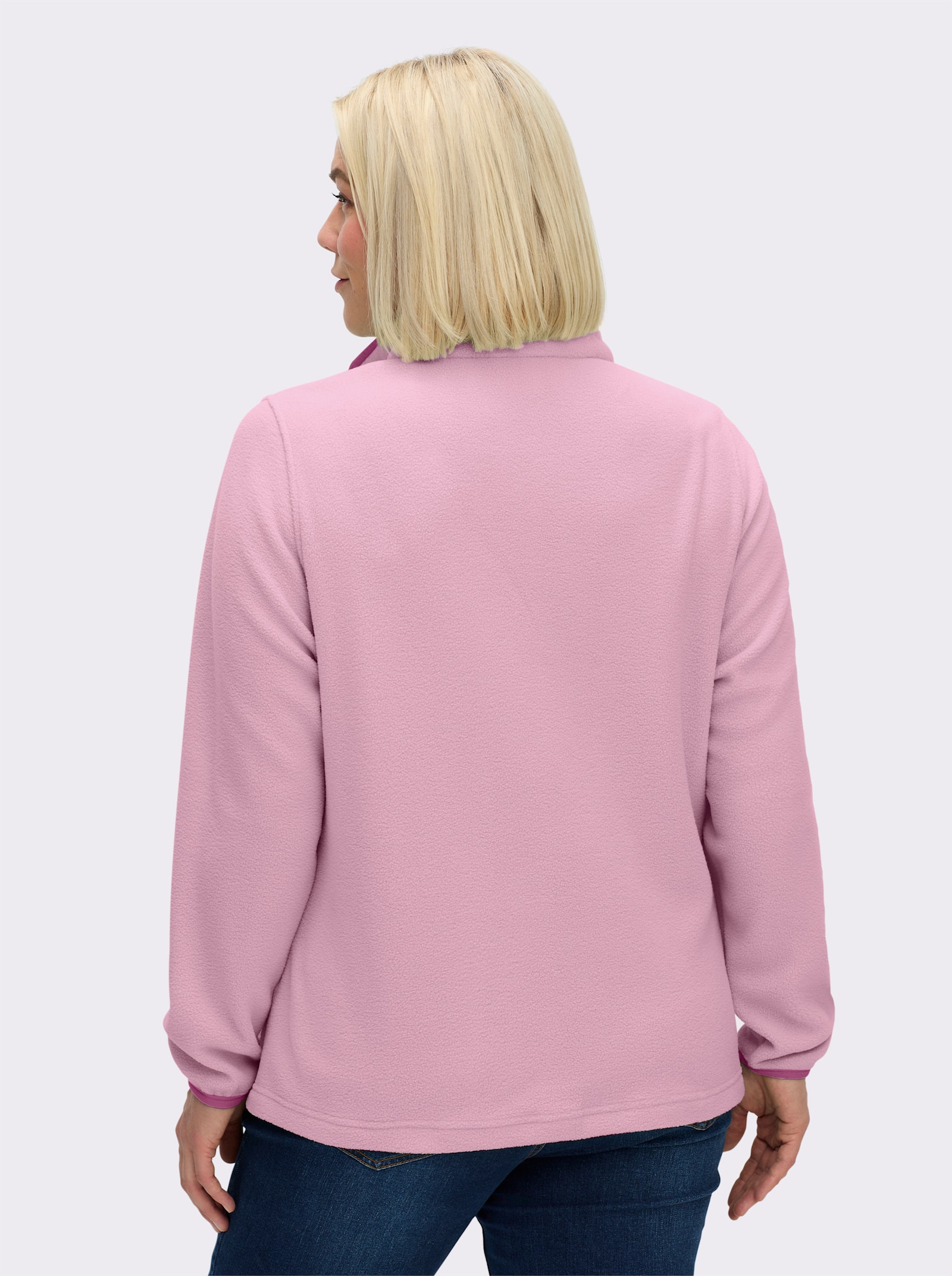 Fleeceshirt mit Stehkragen - rosé