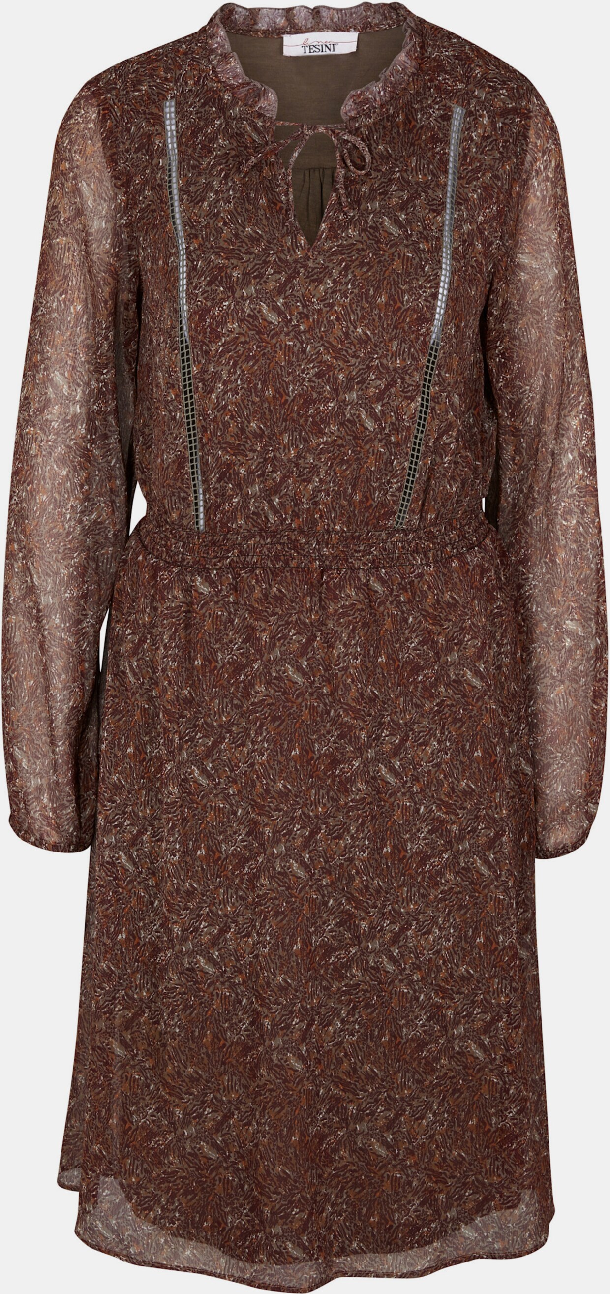 heine Druck-Kleid - taupe-schokobraun