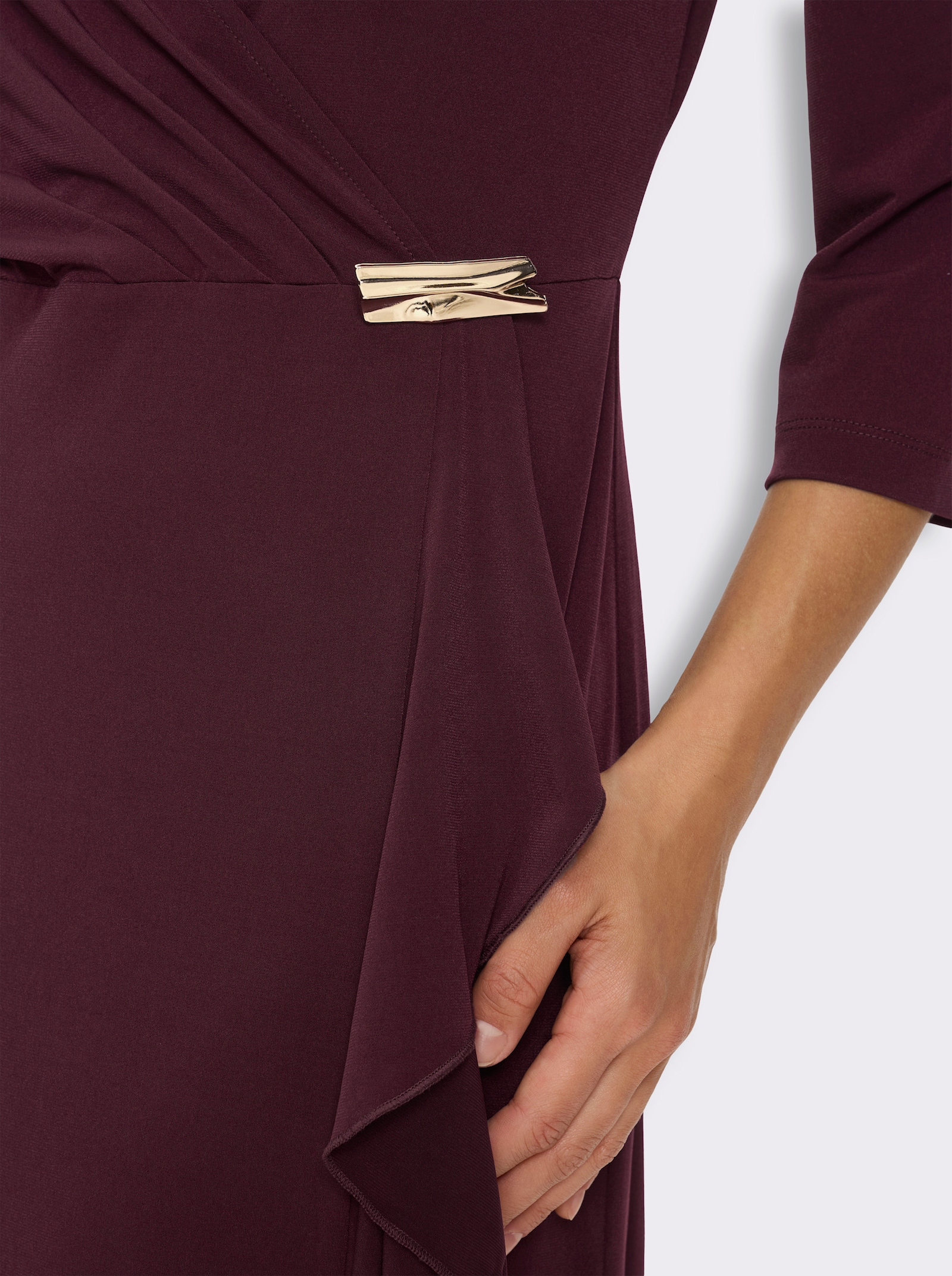 Jerseykleid mit Volants - burgund