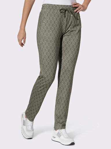 heine Schlupfhose Mit Rundum-Dehnbund - khaki-ecru-bedruckt