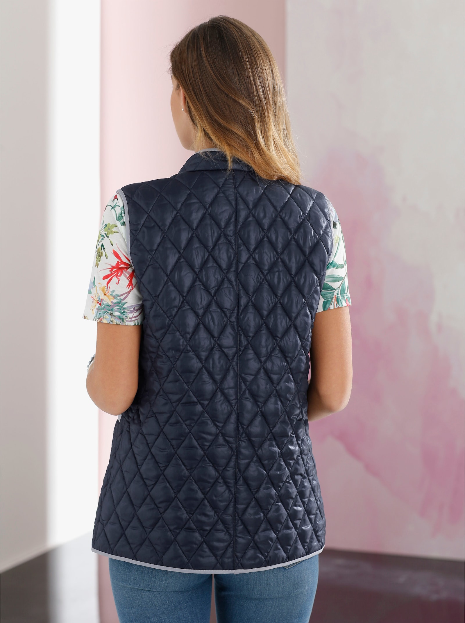 Steppweste mit Stehkragen - marine