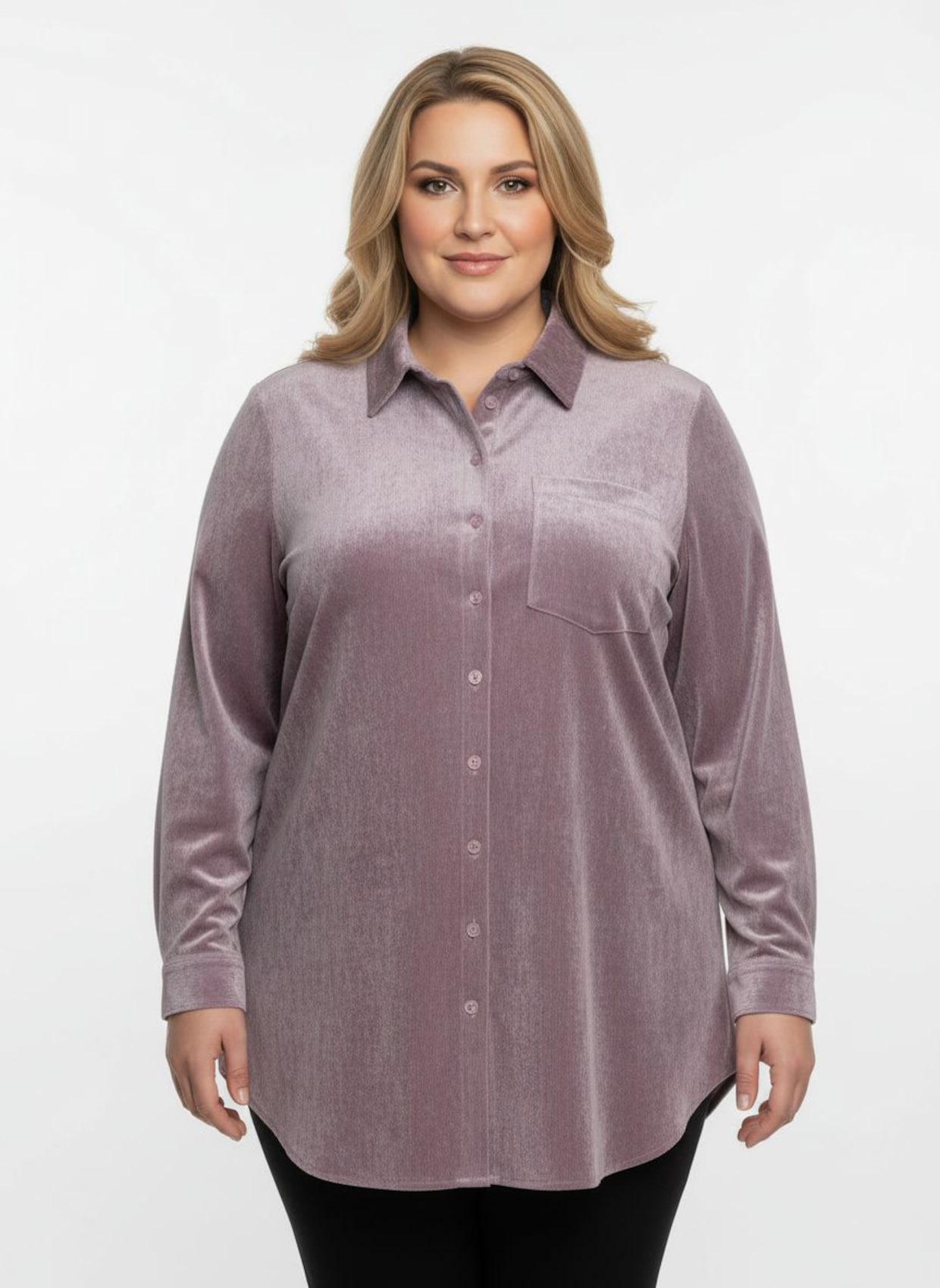 Longbluse mit krempelbaren Ärmeln - mauve