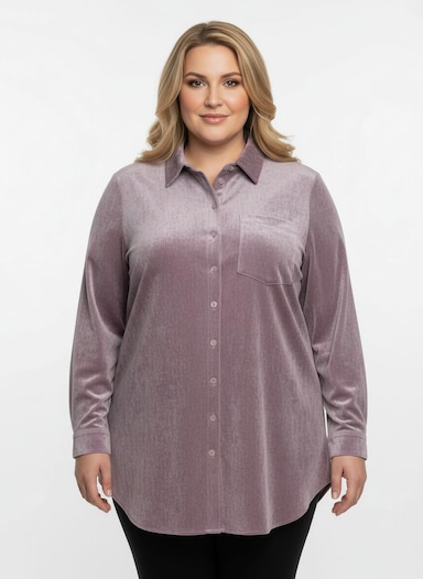 Longbluse mit krempelbaren Ärmeln - mauve