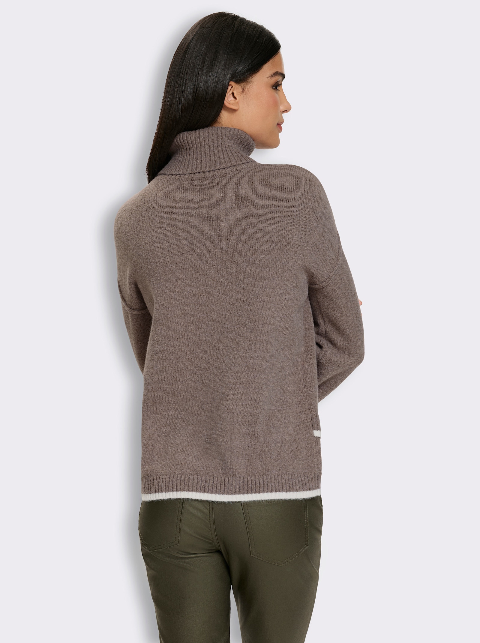 heine Rollkragenpullover mit asymmetrischem Saum - taupe