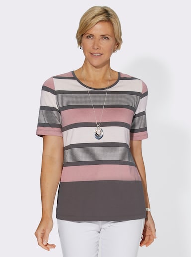 Rundhalsshirt in Blockstreifen - hortensie-geringelt