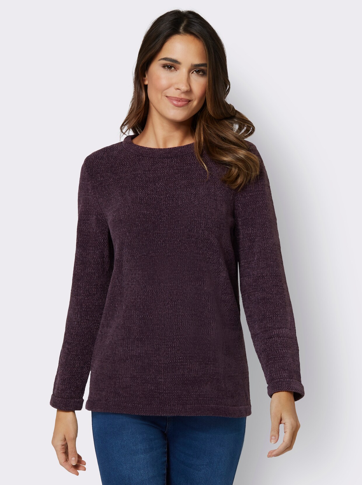 Pullover met ronde hals - aubergine