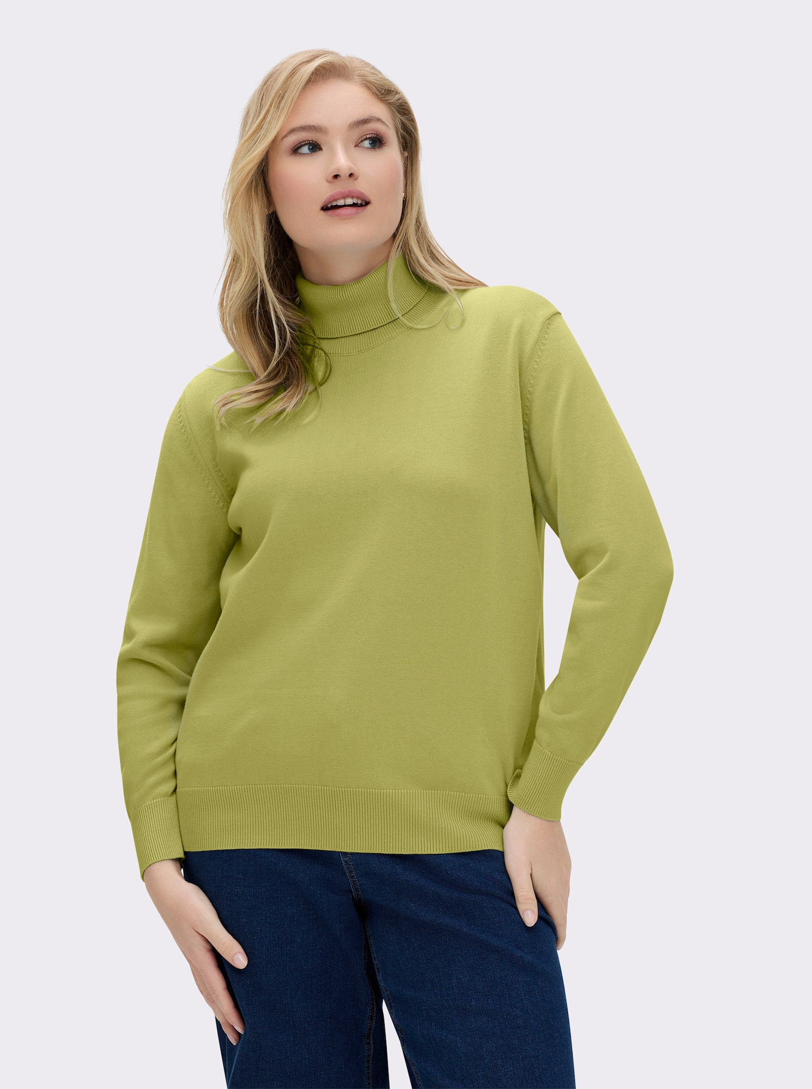 Rollkragenpullover aus reiner Baumwolle - grün