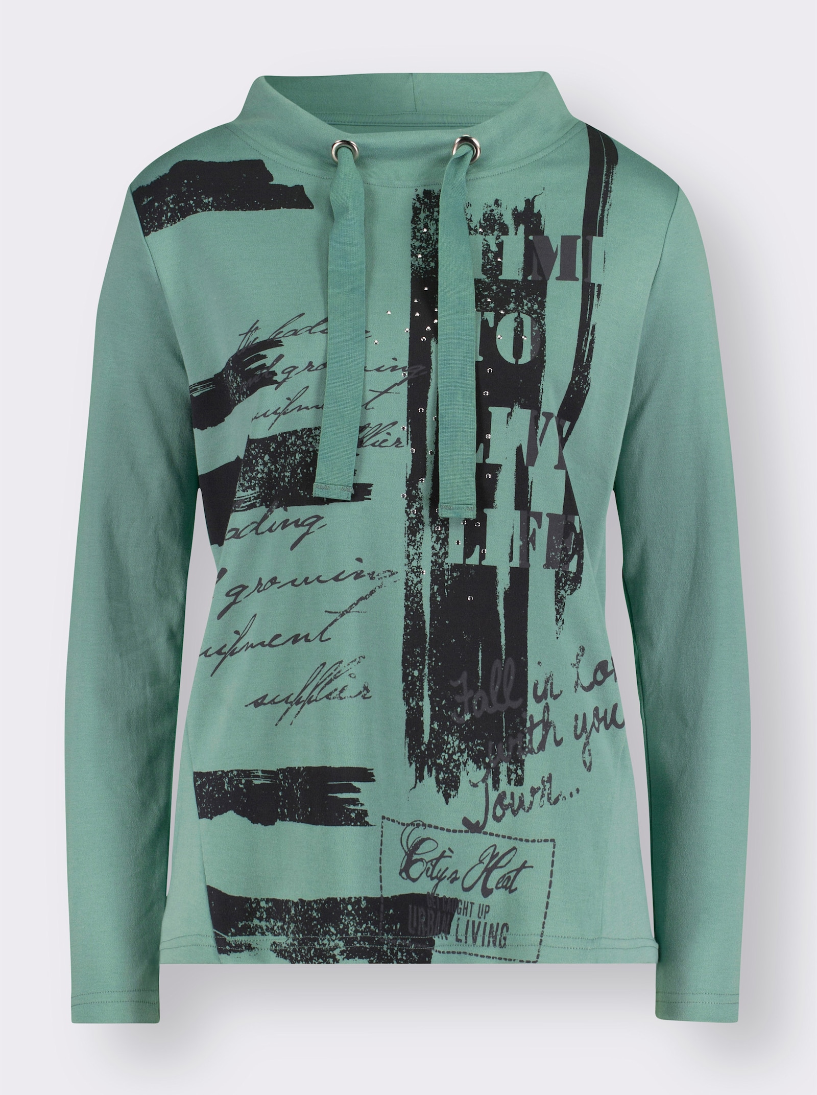 Sweatshirt mit grafischem Druck - salbei