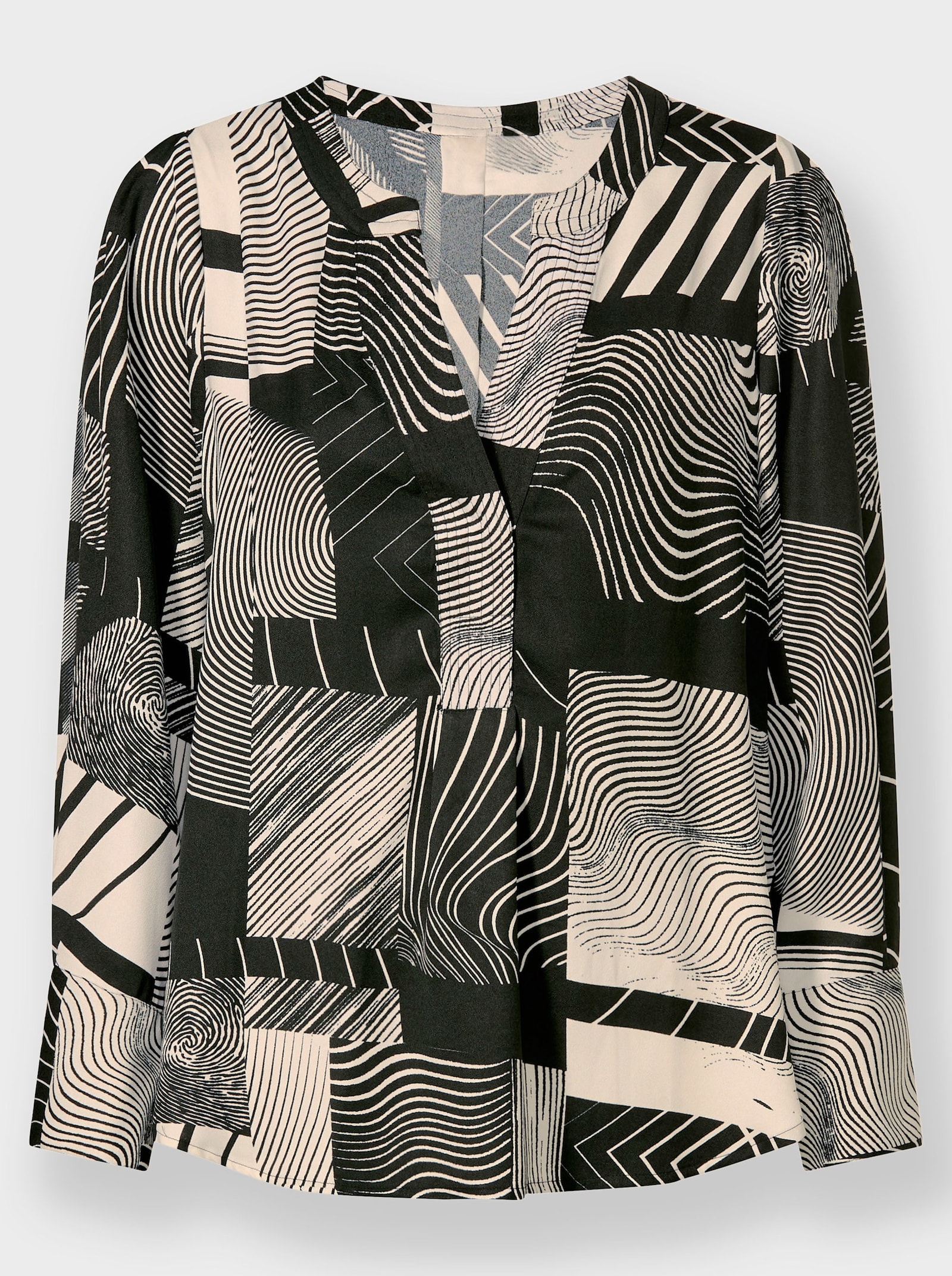 heine Druckbluse mit Langarm - schwarz-ecru-bedruckt