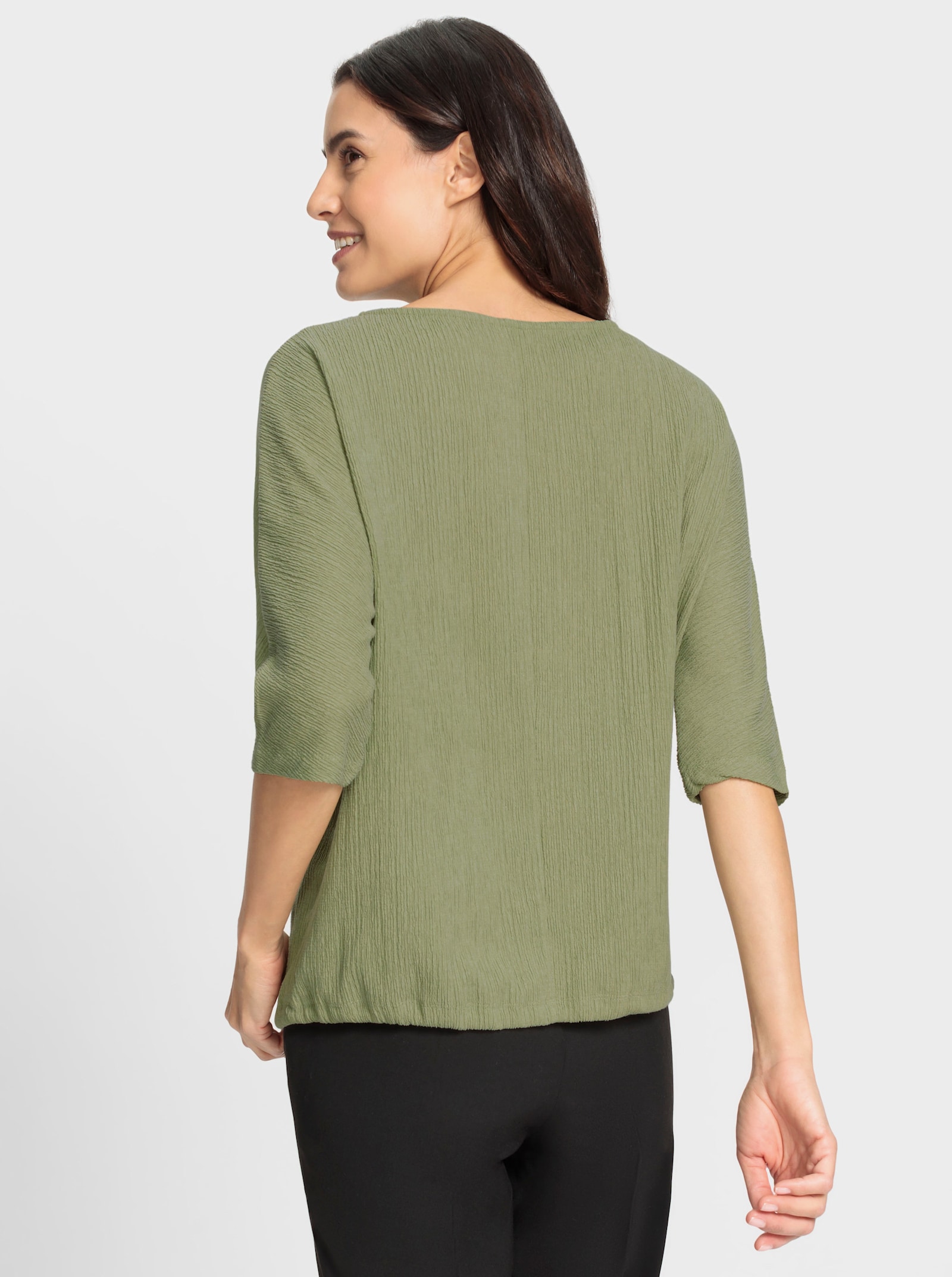 Tričko s netopýřími rukávy a páskem na zavázání - rákosová