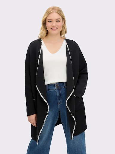 sheego Strickjacke - schwarz-ecru
