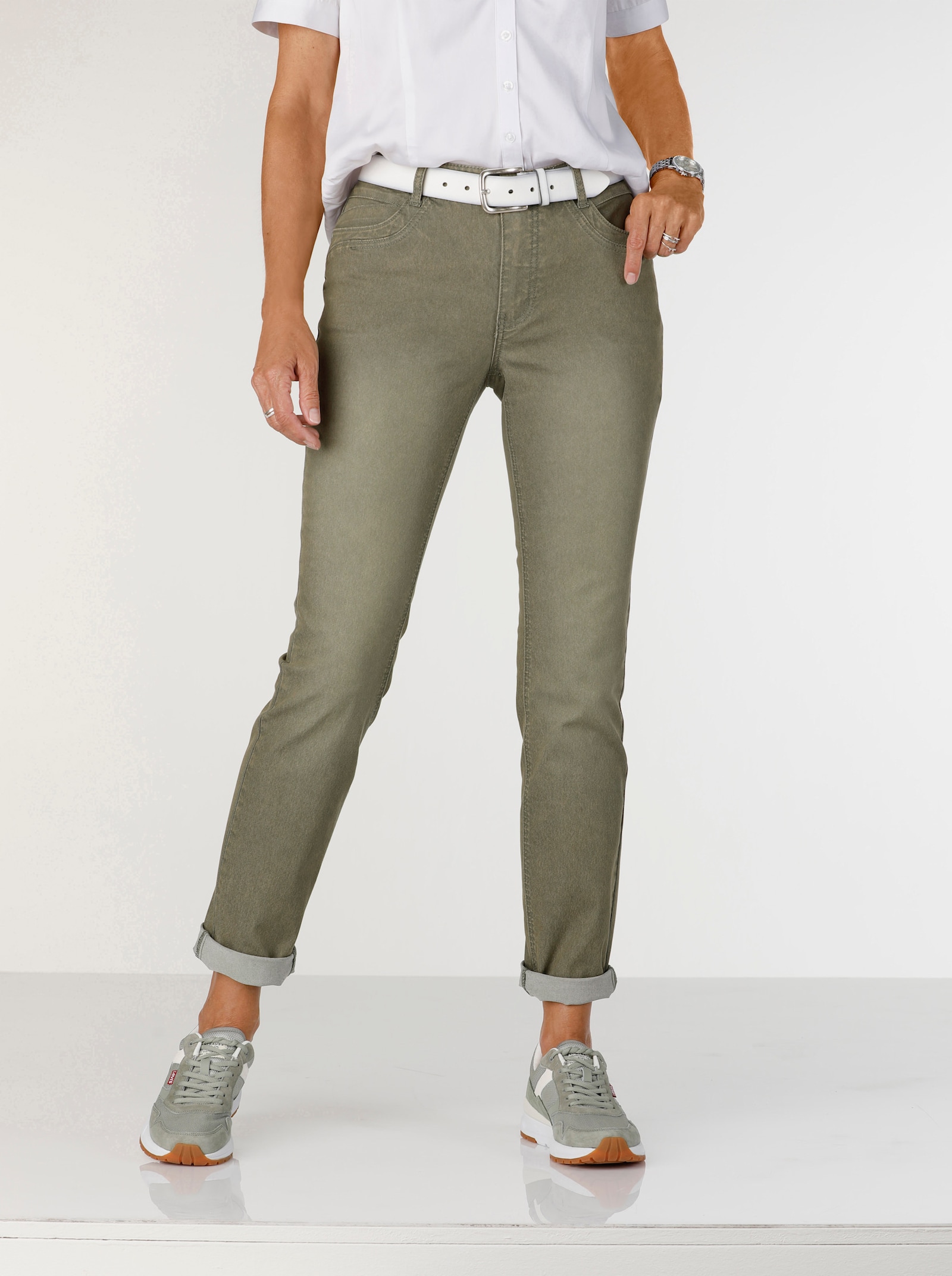 Jeans in Baumwoll-Stretch-Qualität - khaki