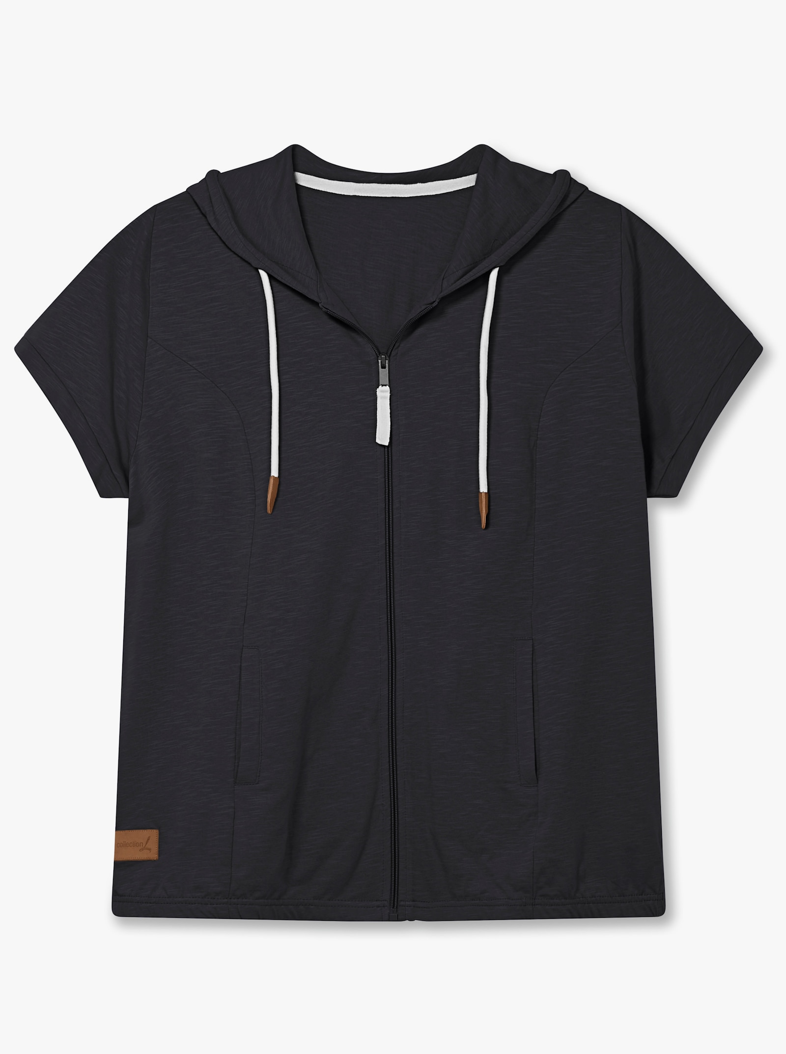 Sweatjacke mit Nahttaschen - schwarz