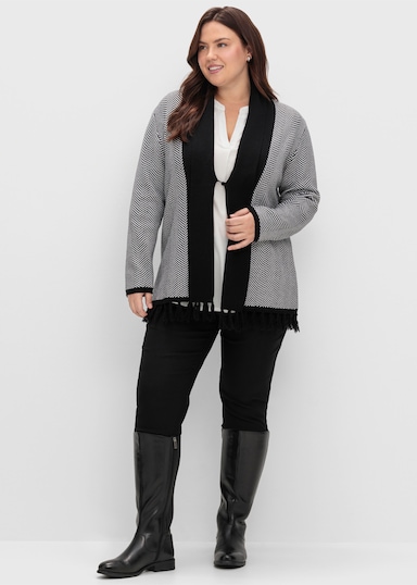 sheego Strickjacke - schwarz-weiß