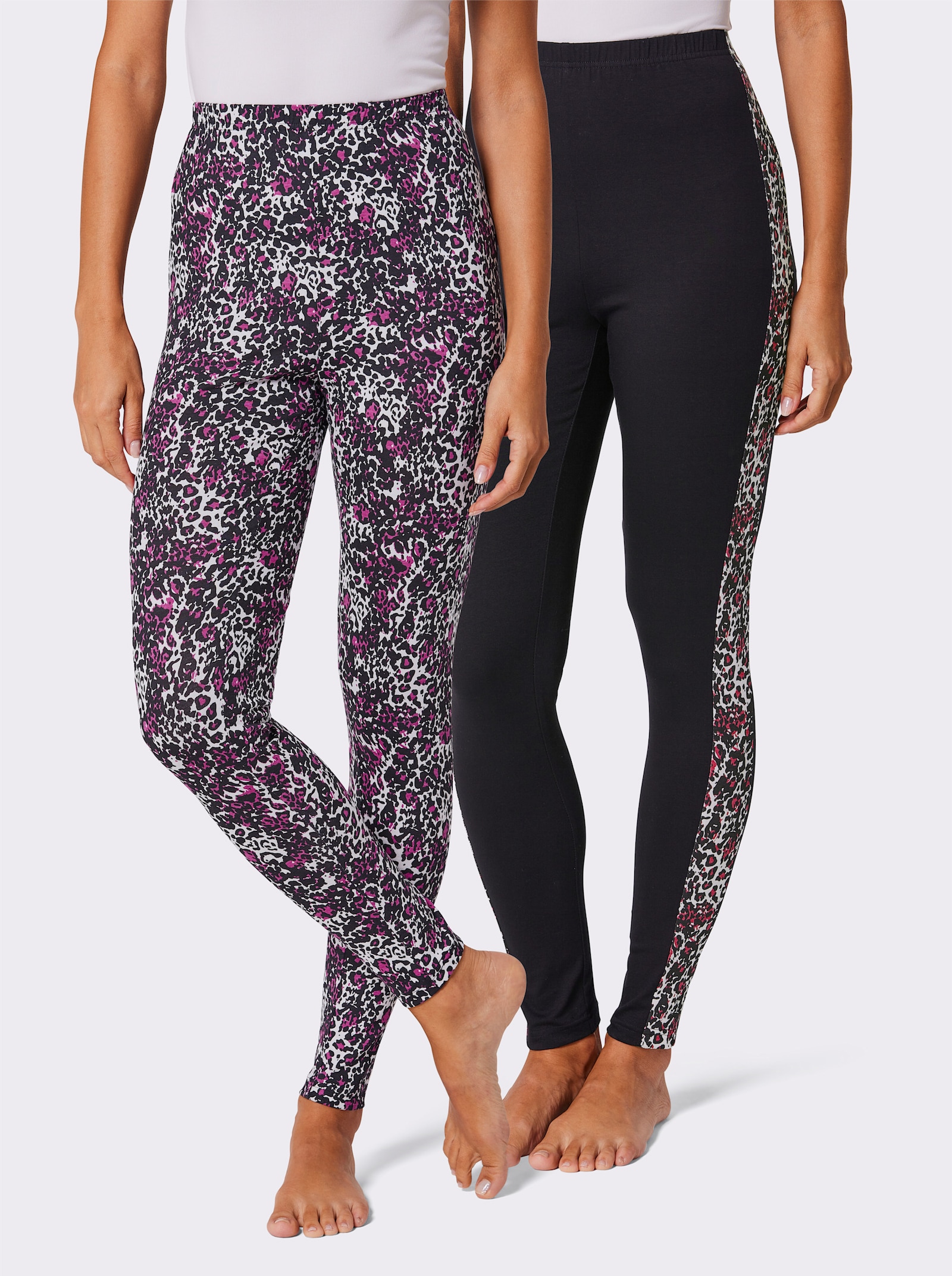 feel good Leggings - magenta-schwarz-bedruckt