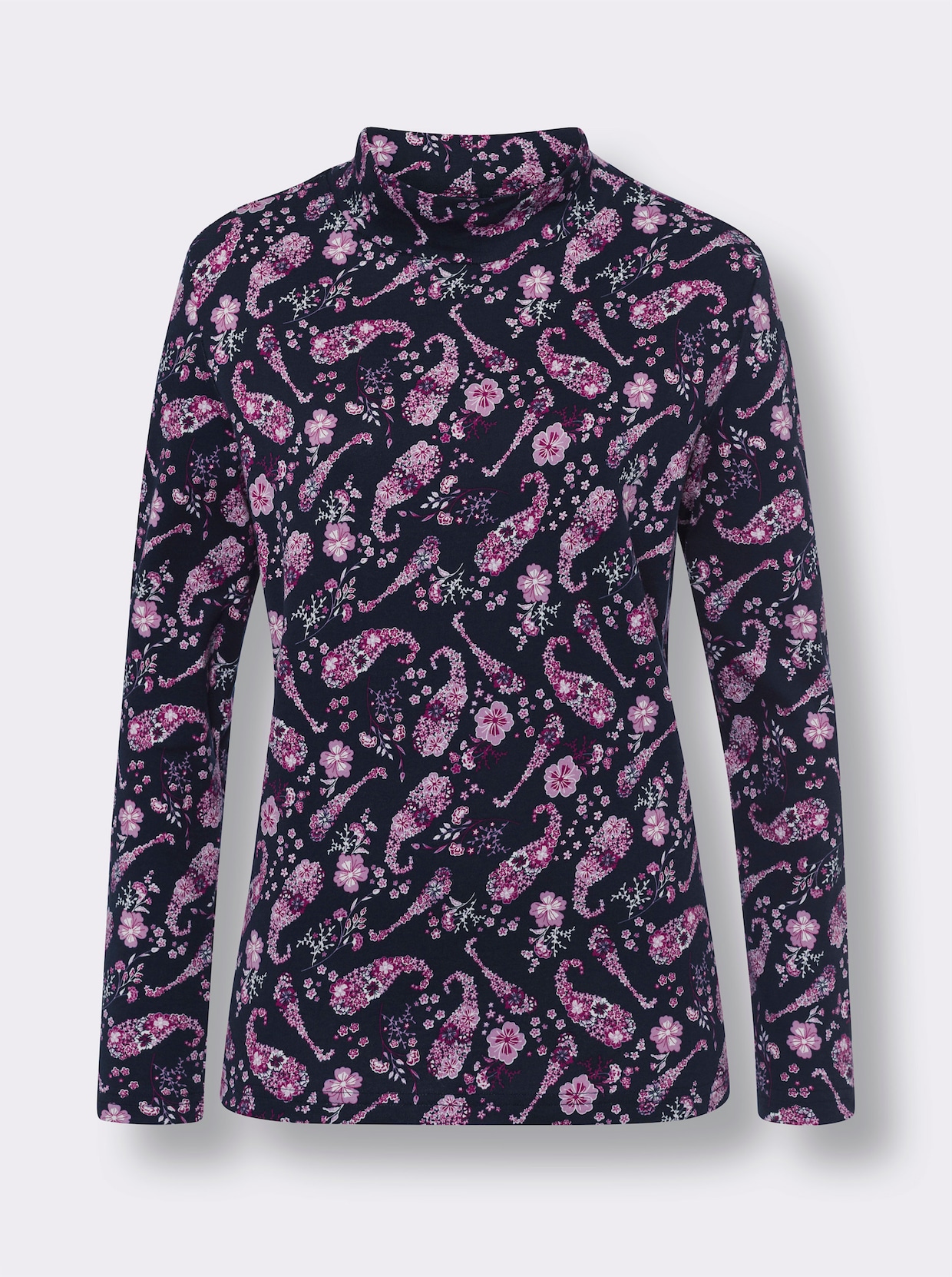 Sweatshirt - marin-orkidé-med tryck