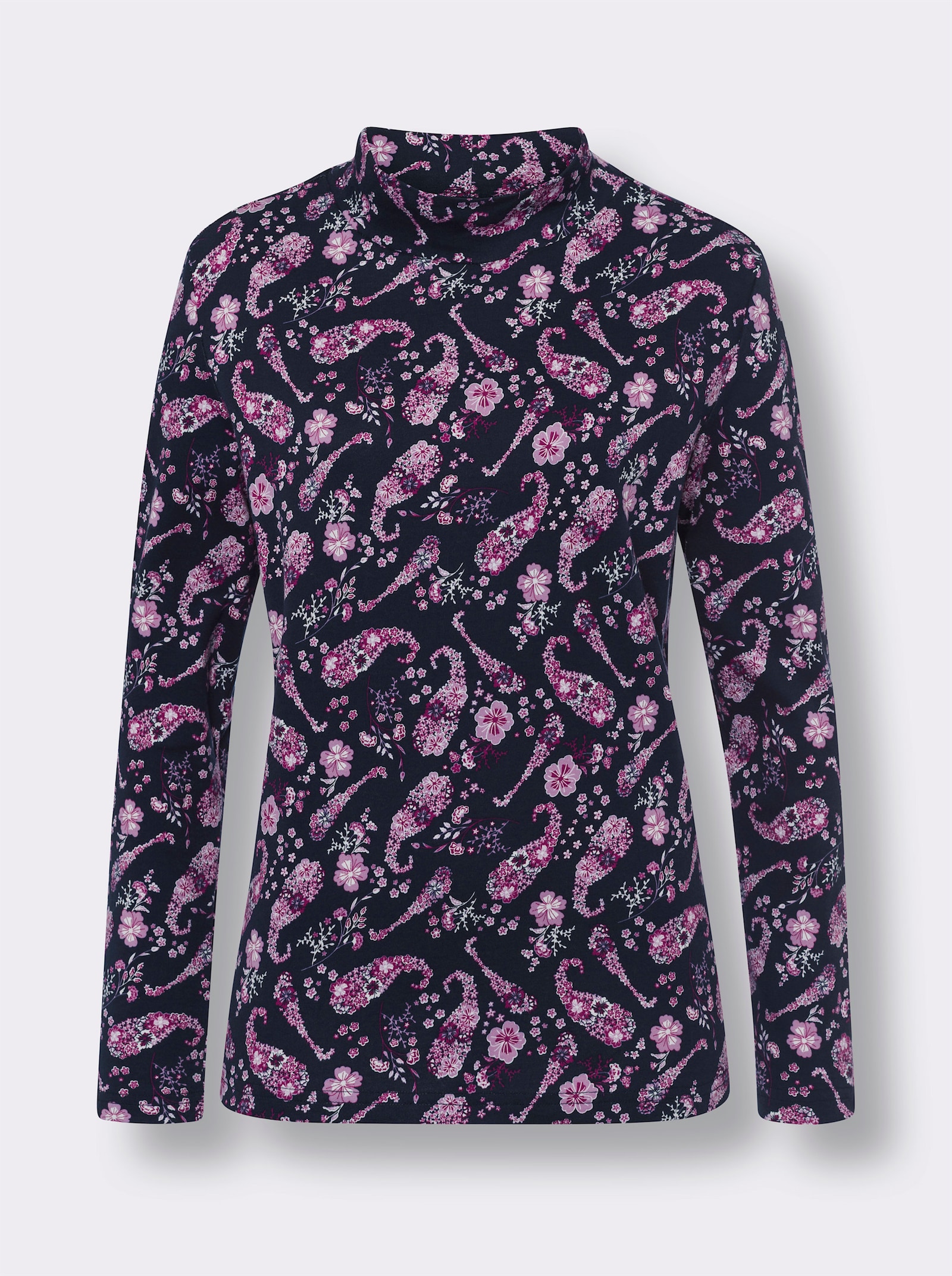 Sweatshirt in Interlock-Qualität - marine-orchidee-bedruckt