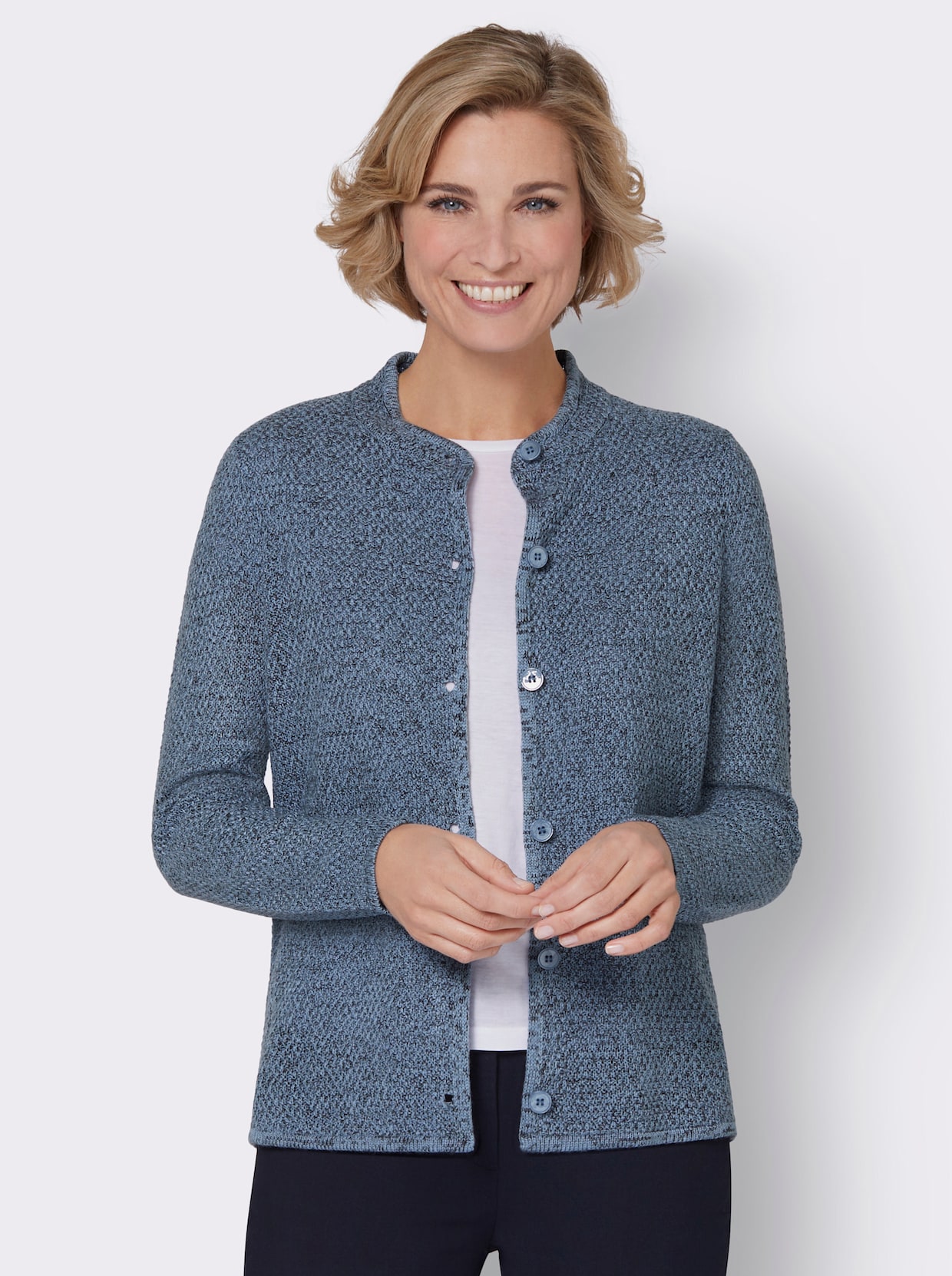 Strickjacke - bleu-meliert