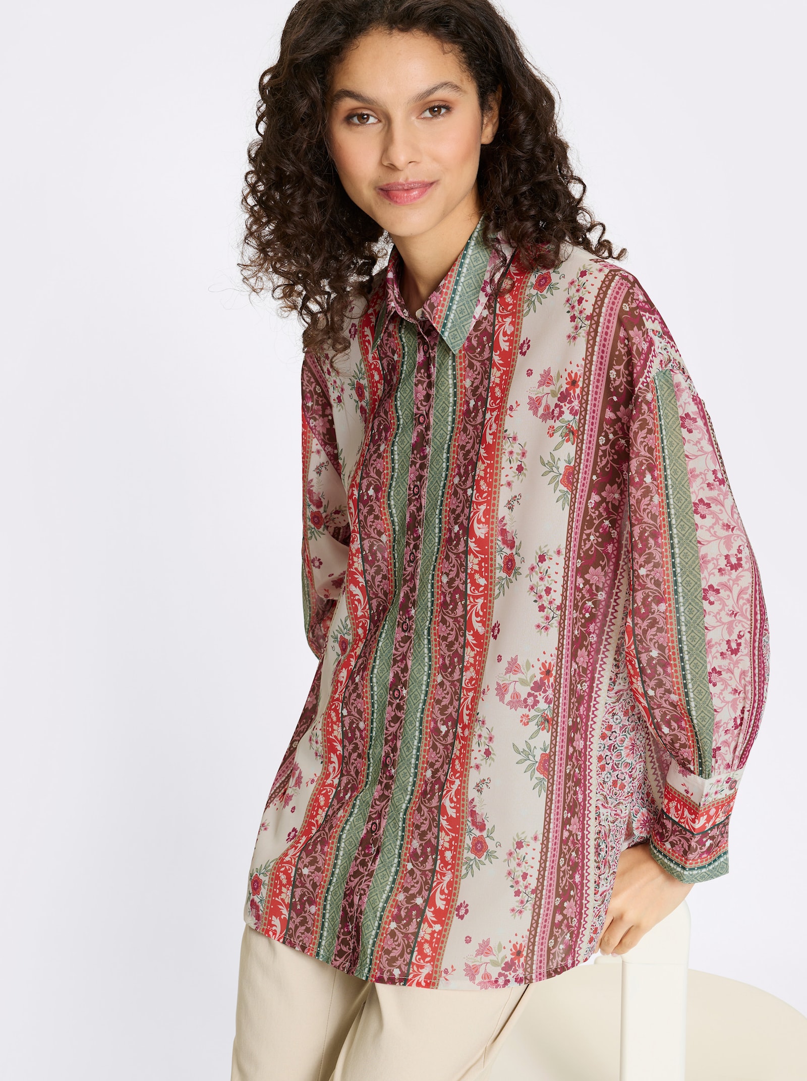 heine Hemdbluse mit Floral-Print - ecru-erdbeere-bedruckt