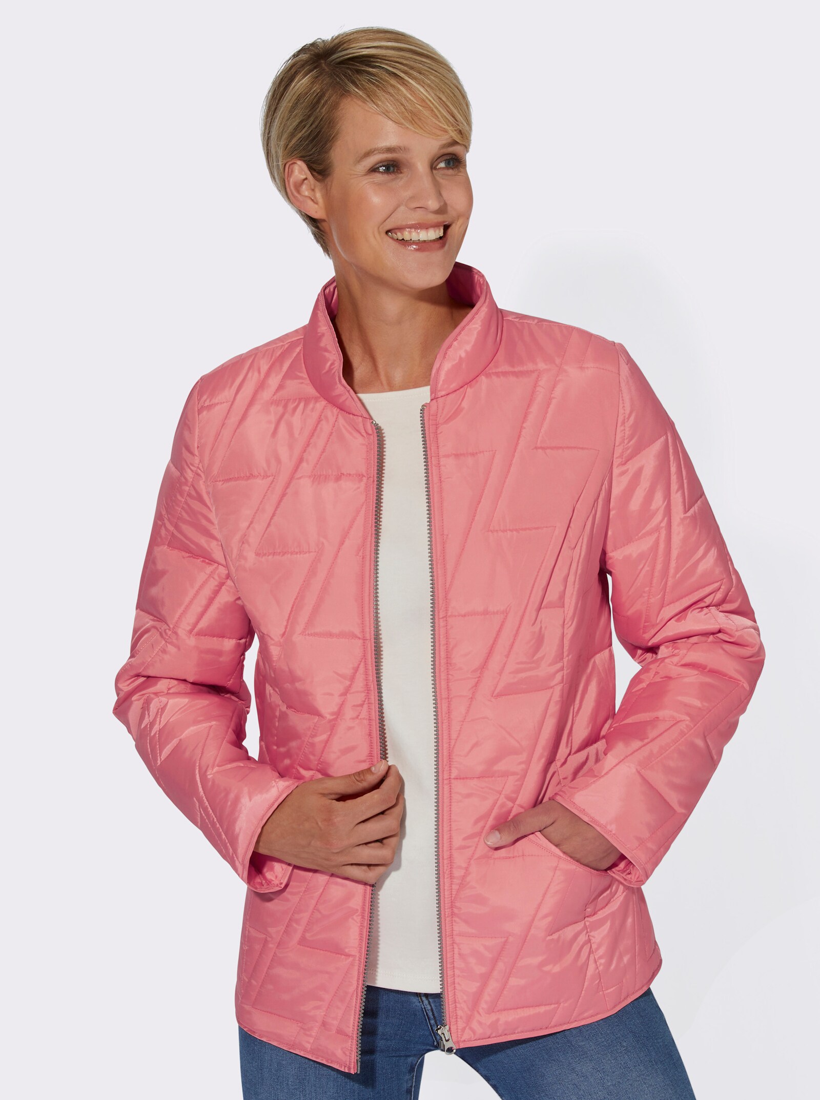 Steppjacke mit Zick-Zack-Muster - flamingo