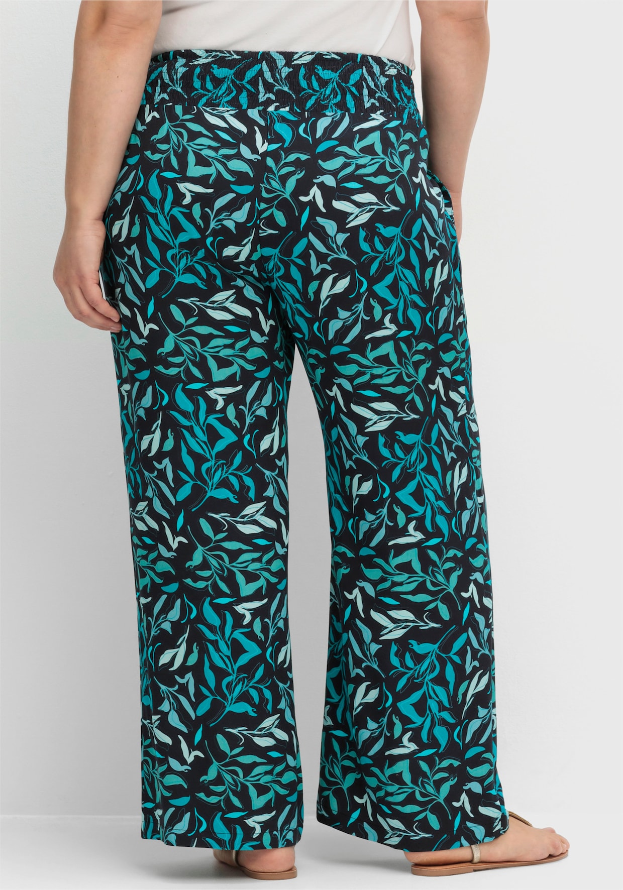 sheego Comfortbroek - diepblauw bedrukt