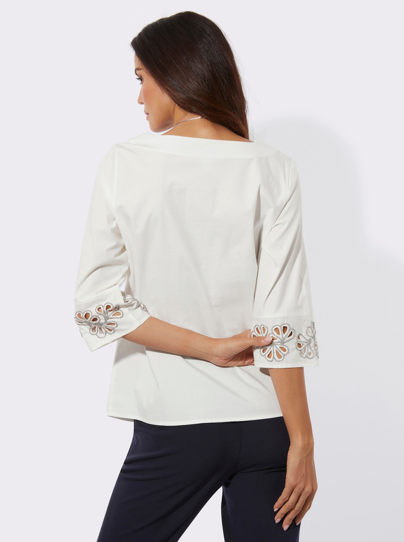 Baumwollbluse in bequemer Schlupfform - ecru