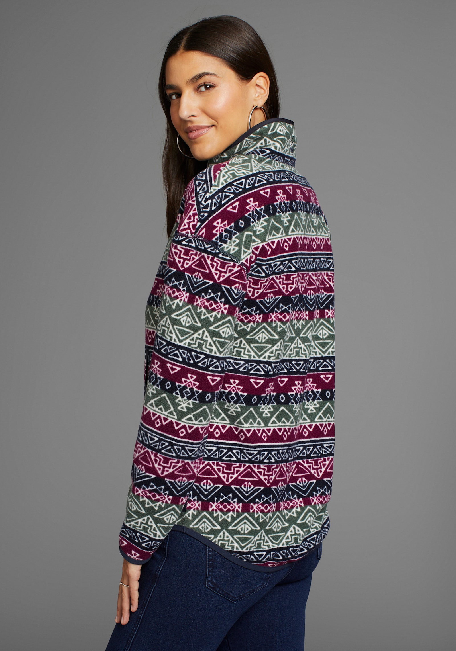 Polarino Fleecepullover - fuchsia-navy