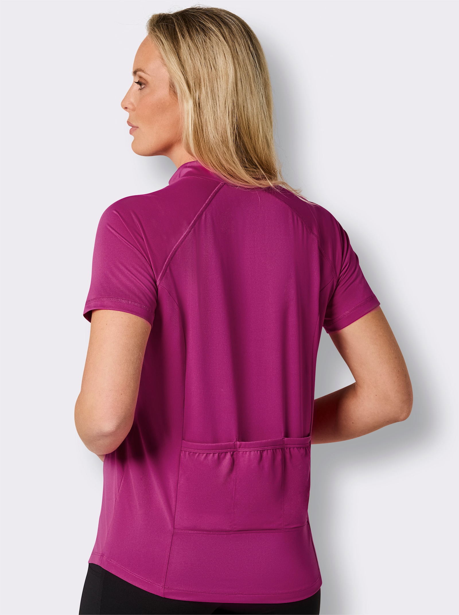 Fahrradshirt mit Reißverschluss - magenta