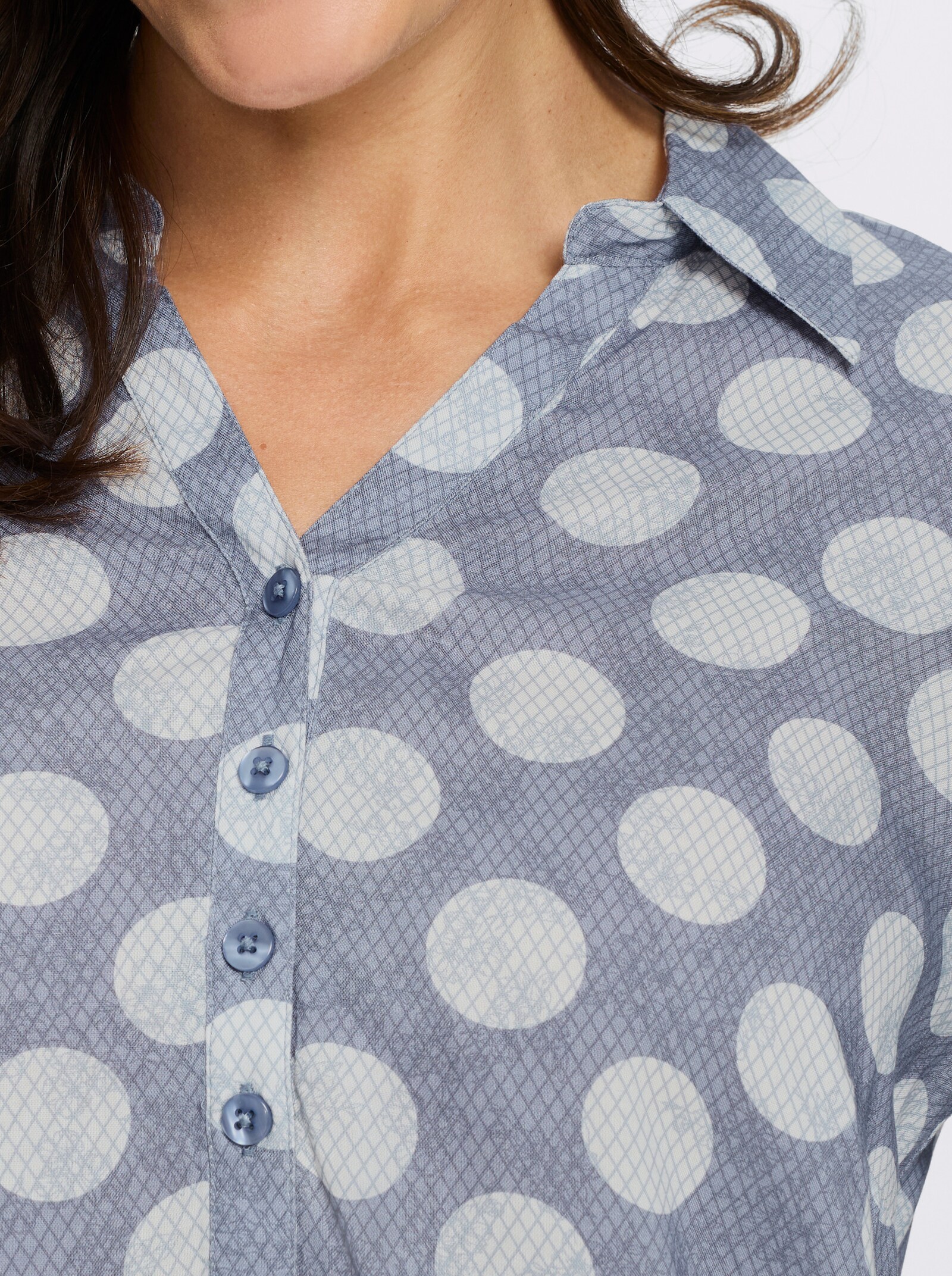 Druckbluse - taubenblau-bedruckt