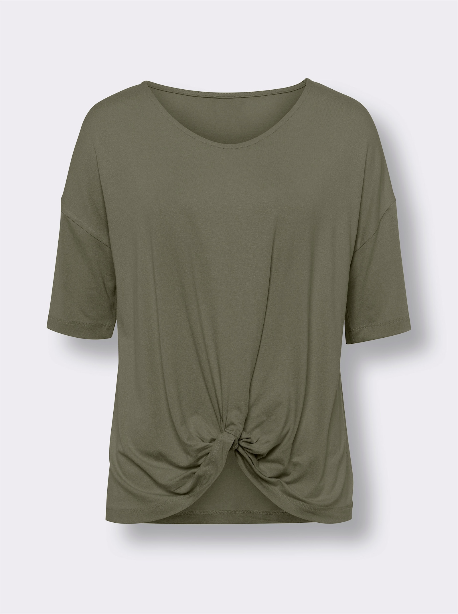 heine Kurzarmshirt mit Knoten-Optik - khaki