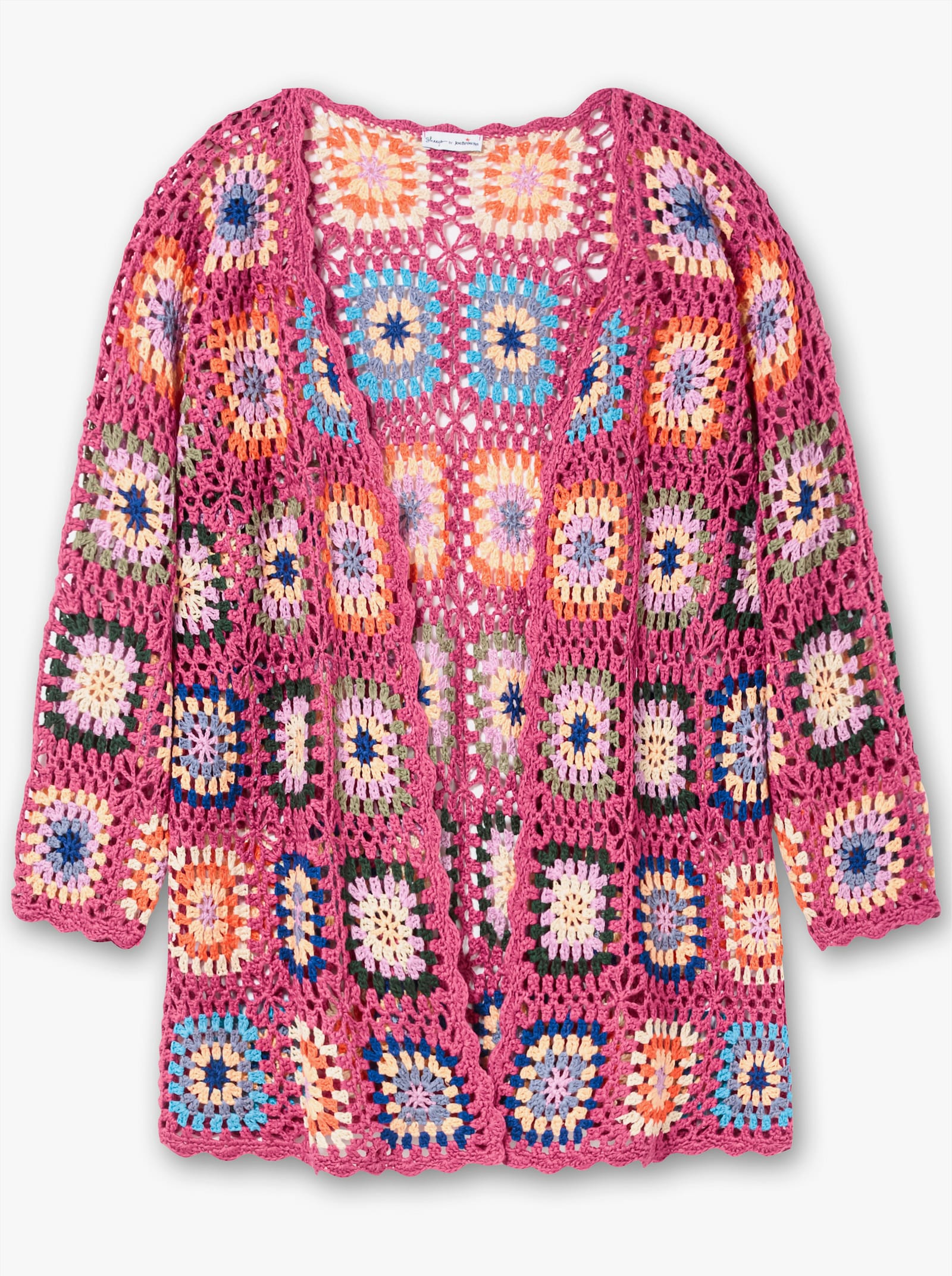 sheego by Joe Browns Lang vest met crochet-patroon - pink