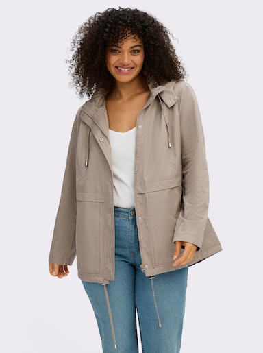 Kapuzenjacke mit Stehkragen - sesam