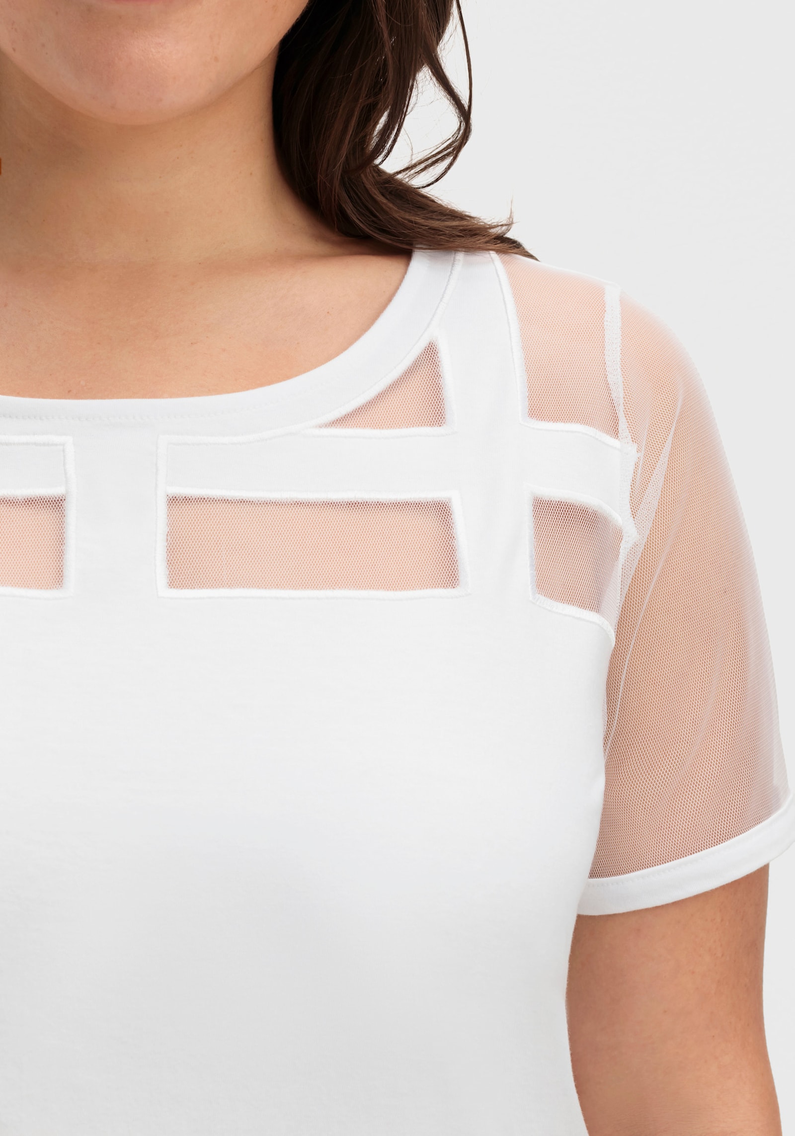Kurzarmshirt mit Mesh-Einsätzen - weiß