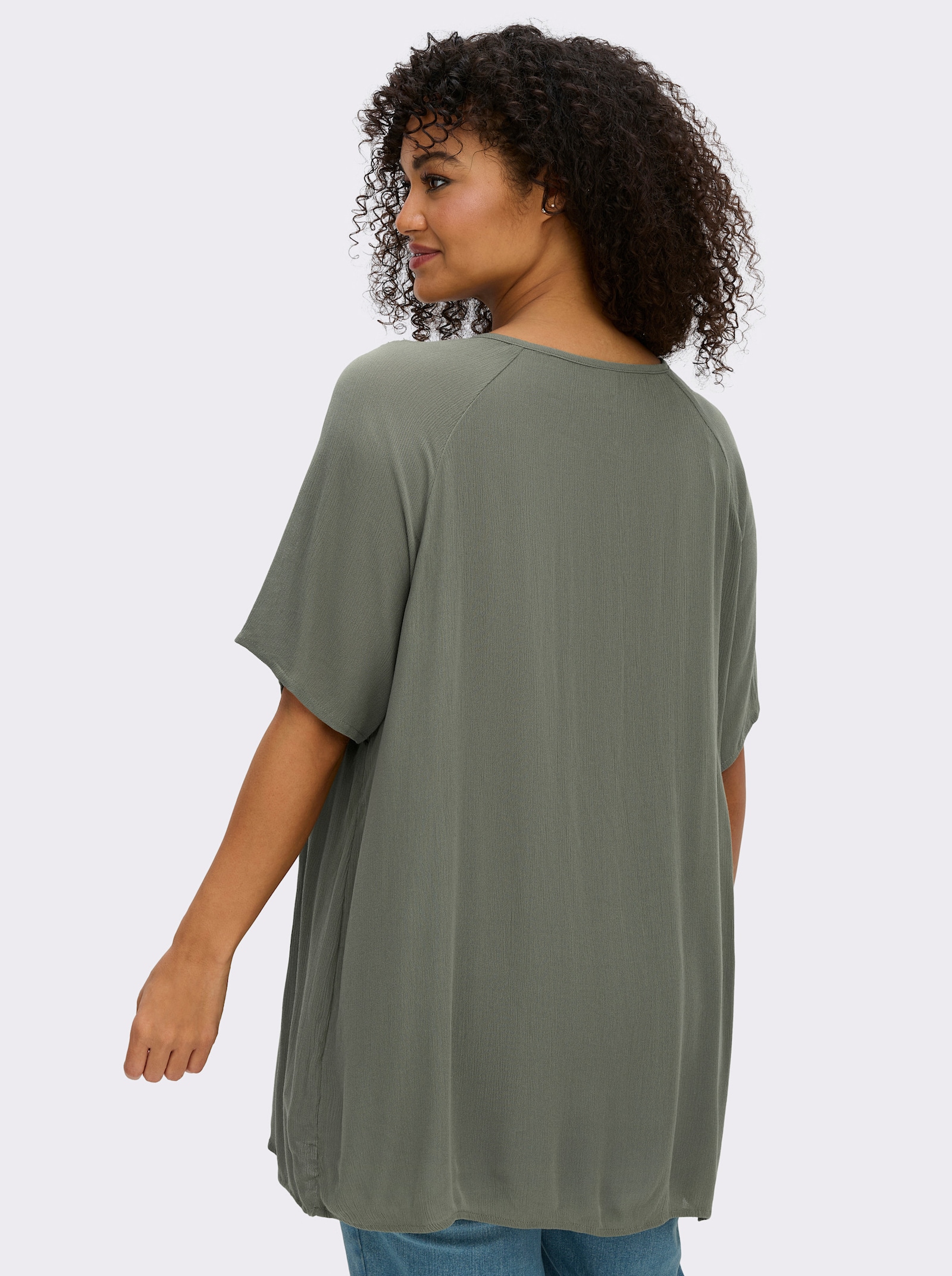 Tunika mit Spitzen-Einsatz - khaki