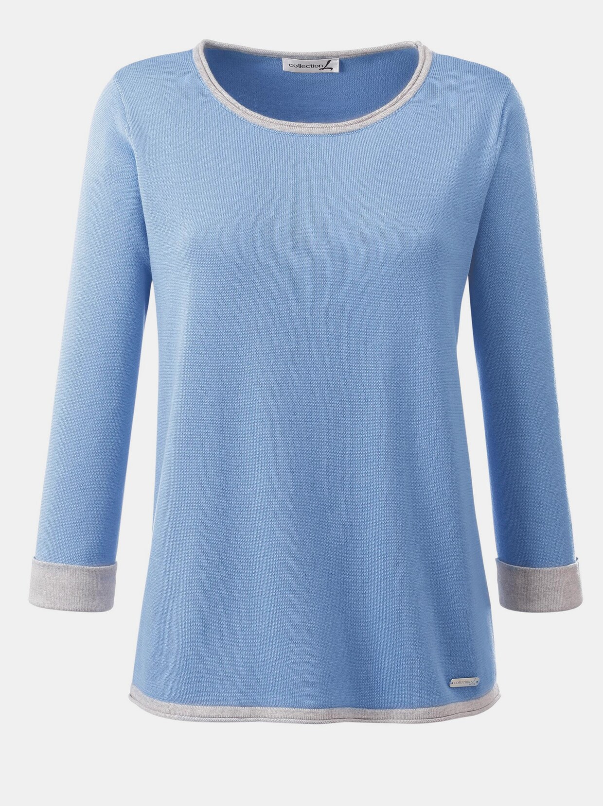 3/4 Arm-Pullover - blau-grau
