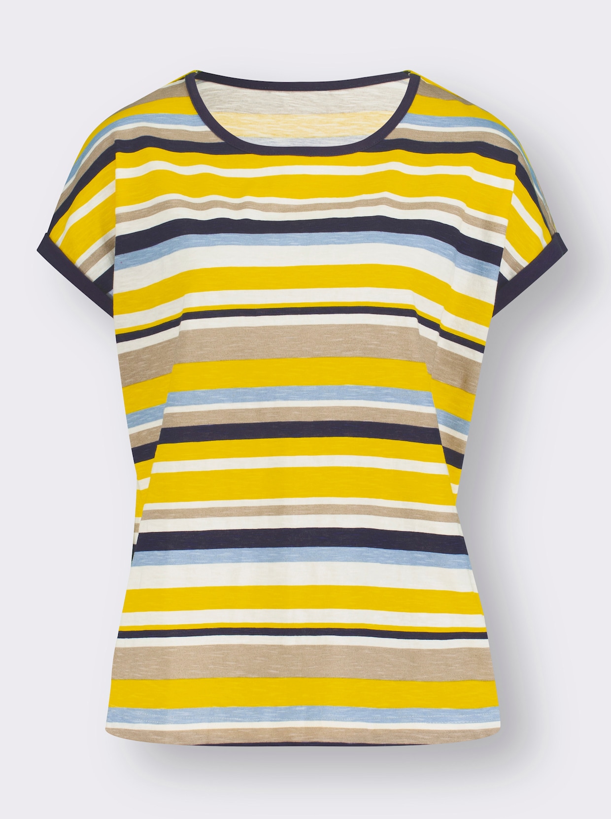 T-shirt - jaune soleil-marine à rayures fines