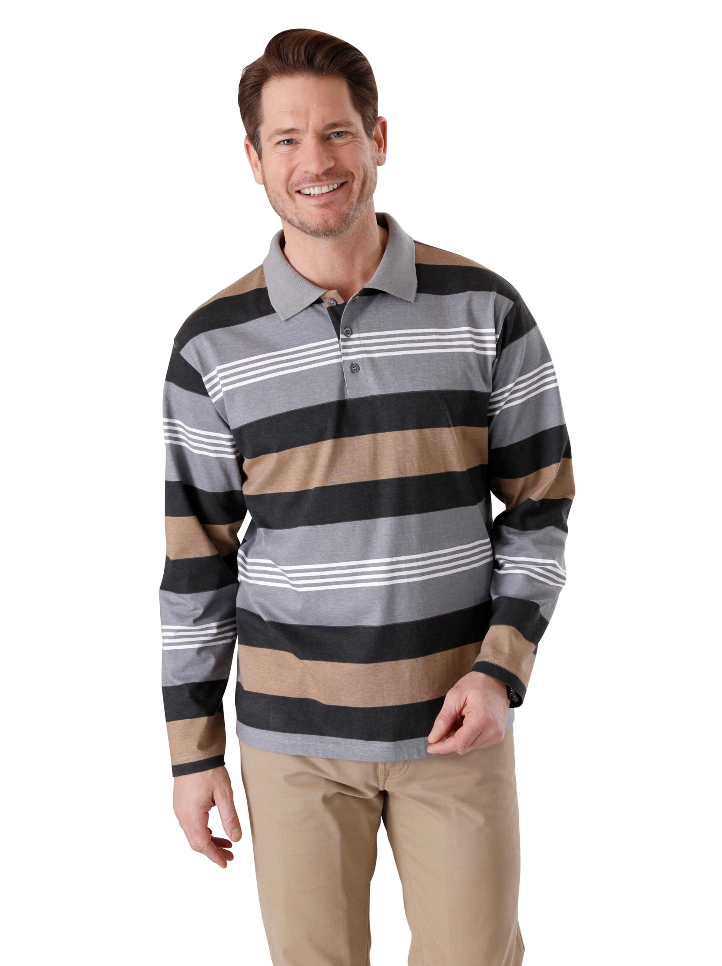 Poloshirt - grau-gestreift