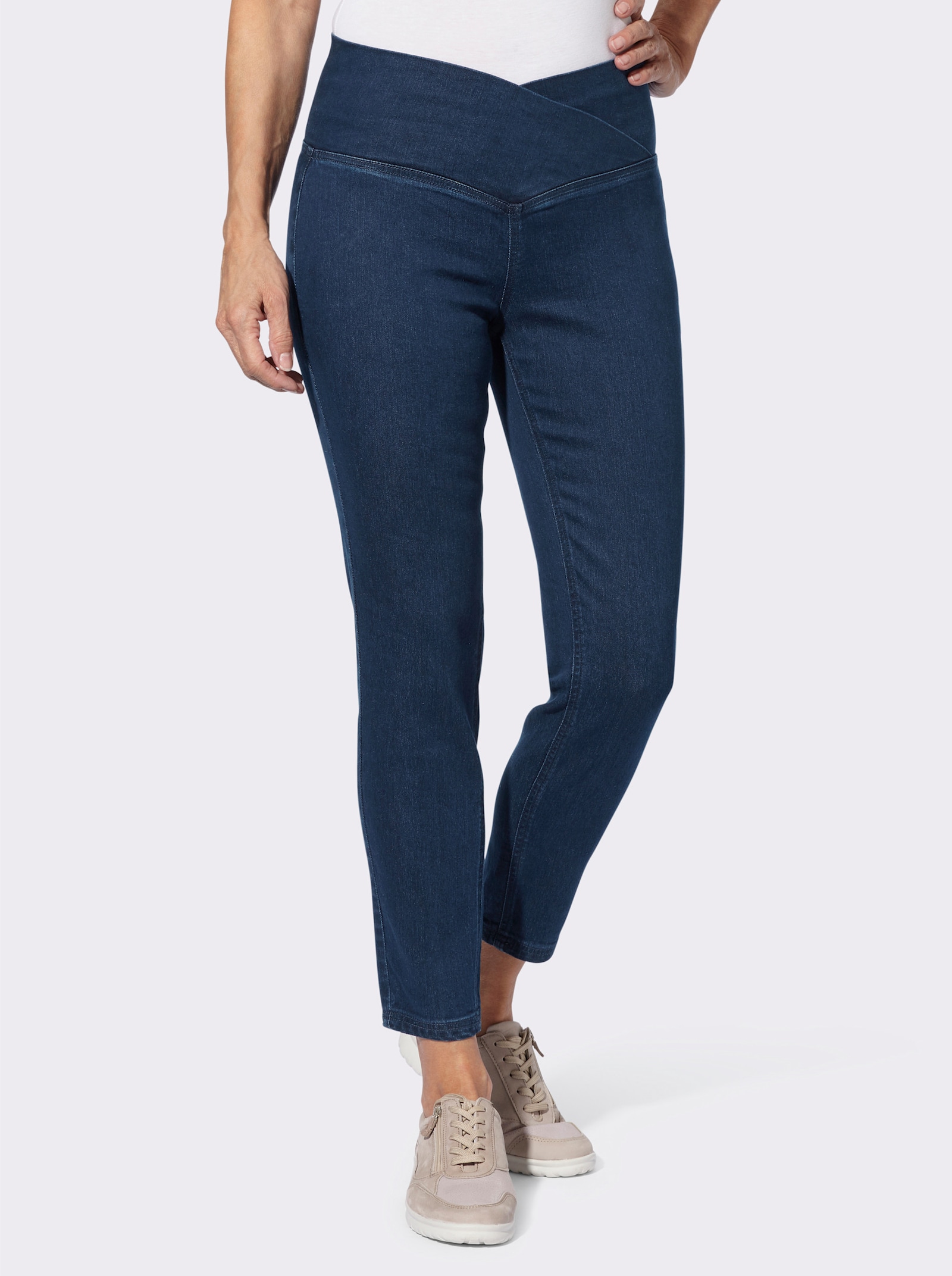 Jeansleggings mit überlappendem Bund - blue-stone-washed