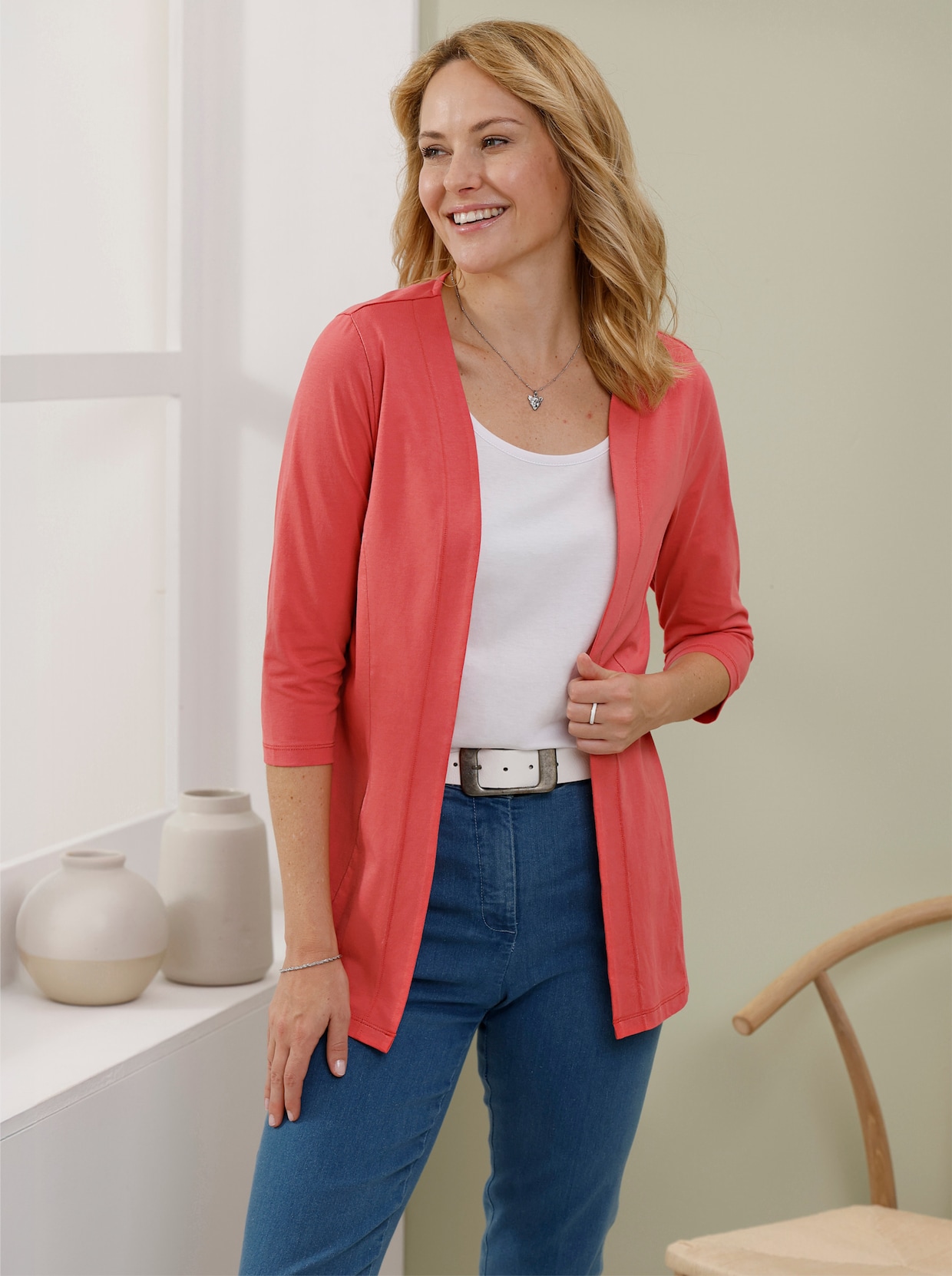 Shirtjacke mit 3/4-Ärmeln - grapefruit