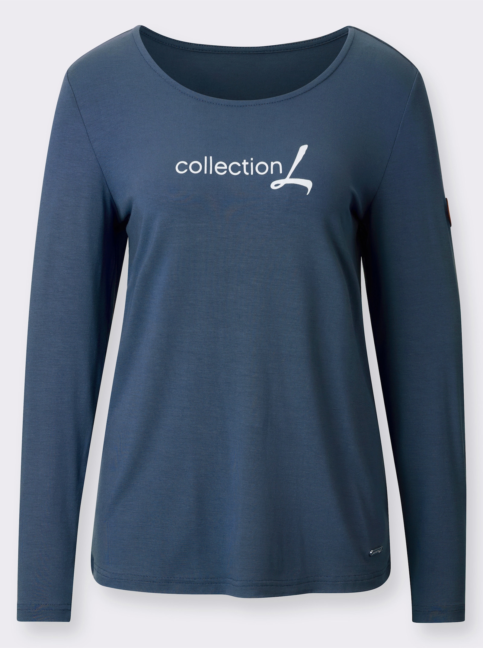Langarmshirt mit Schriftzug - rauchblau
