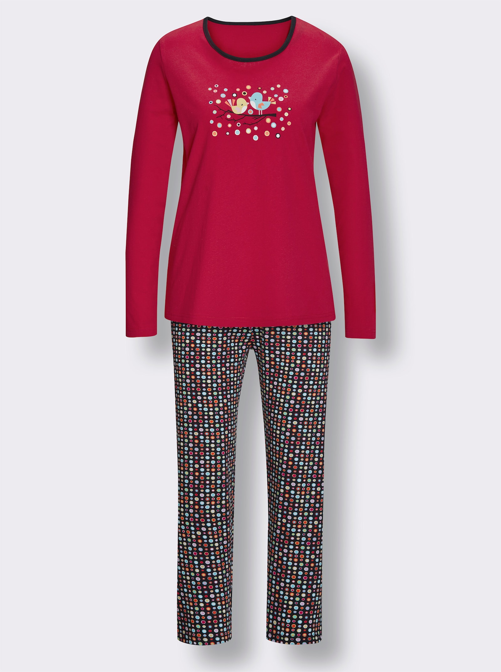 wäschepur Schlafanzug - erdbeere-schwarz-bedruckt