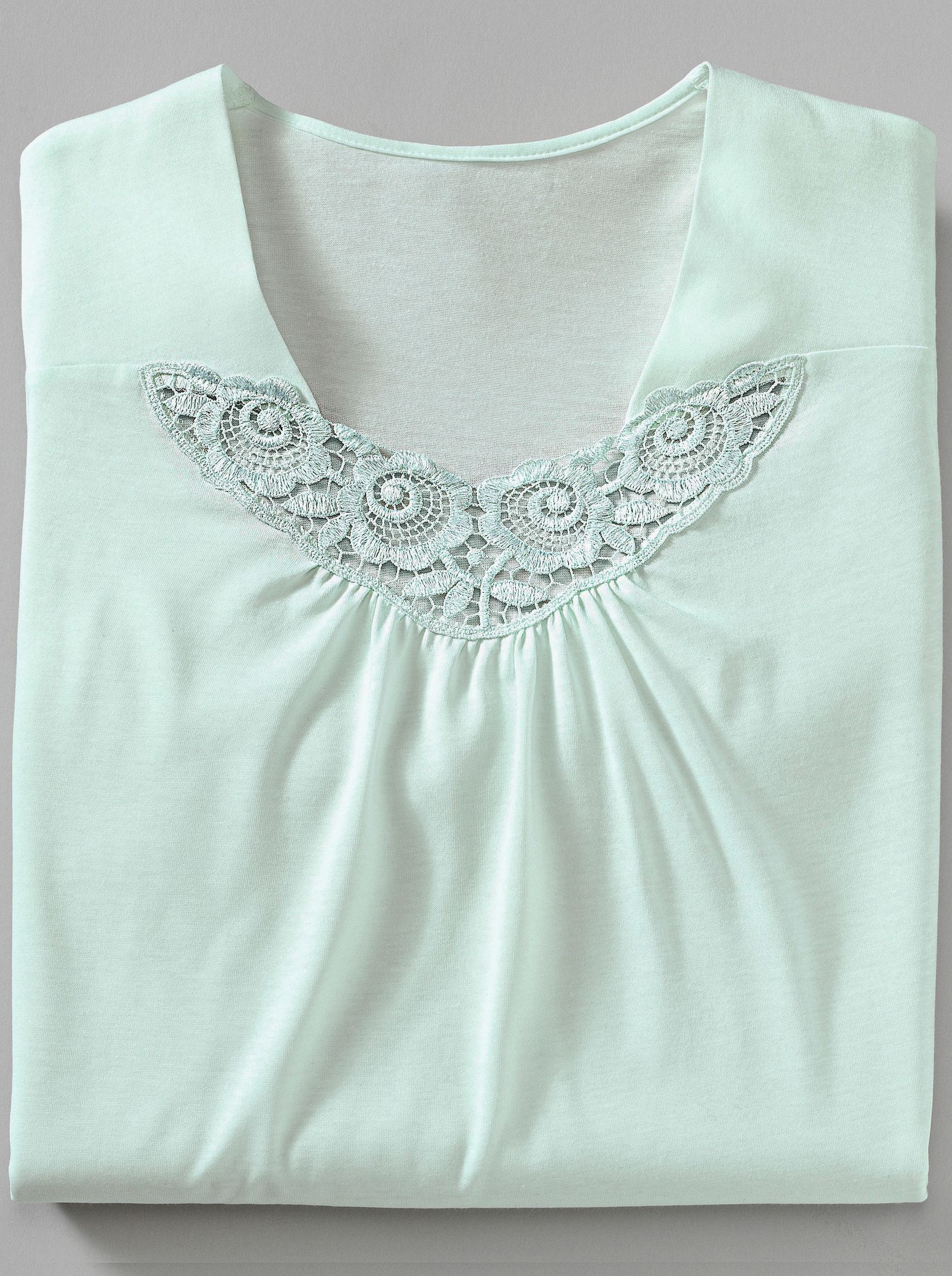 Ascafa Kurzarm-Nachthemden mit Spitze, im Doppelpack - flieder + mint