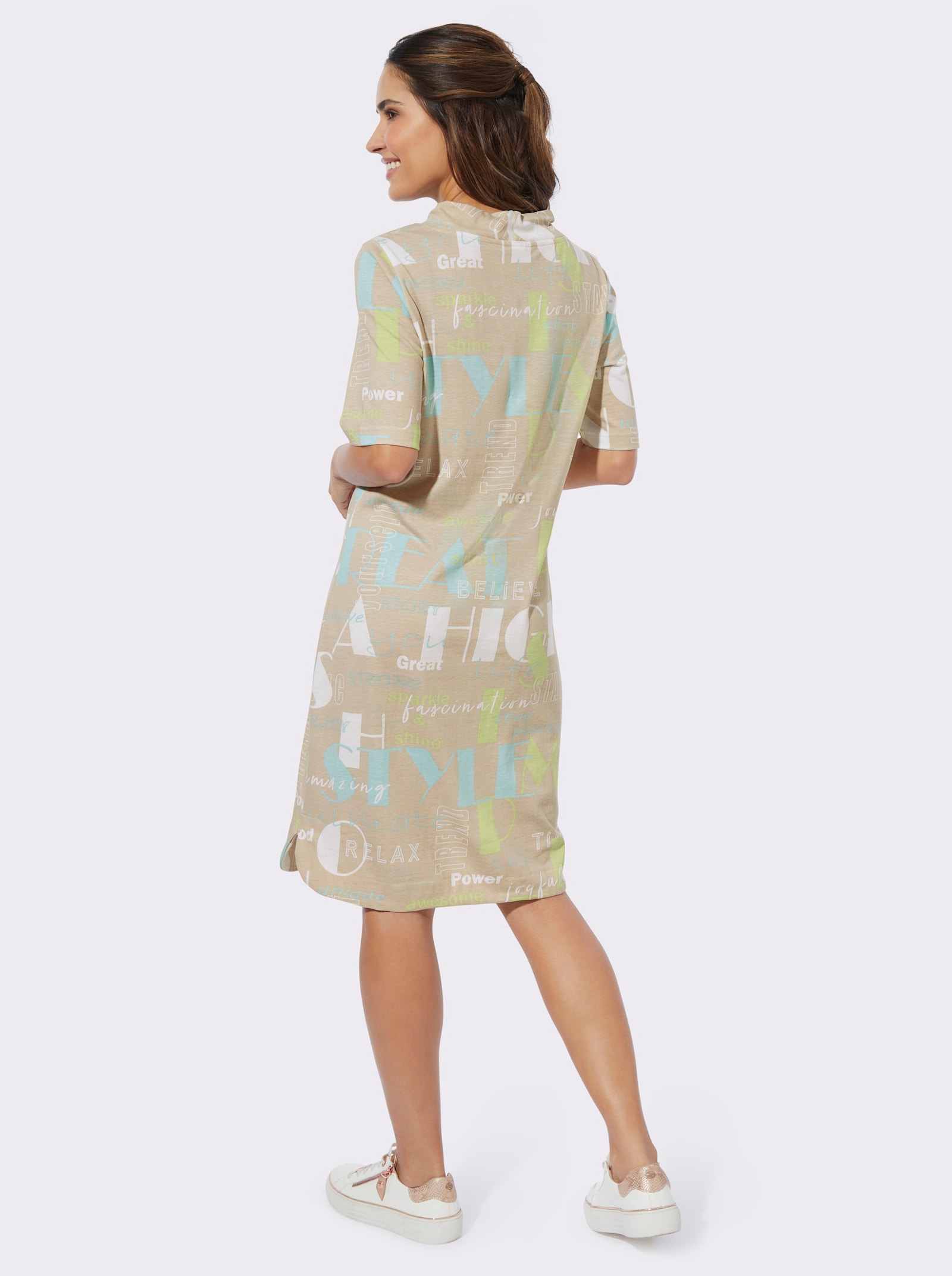 Shirtkleid mit Buchstaben-Druck - sand-mint-bedruckt