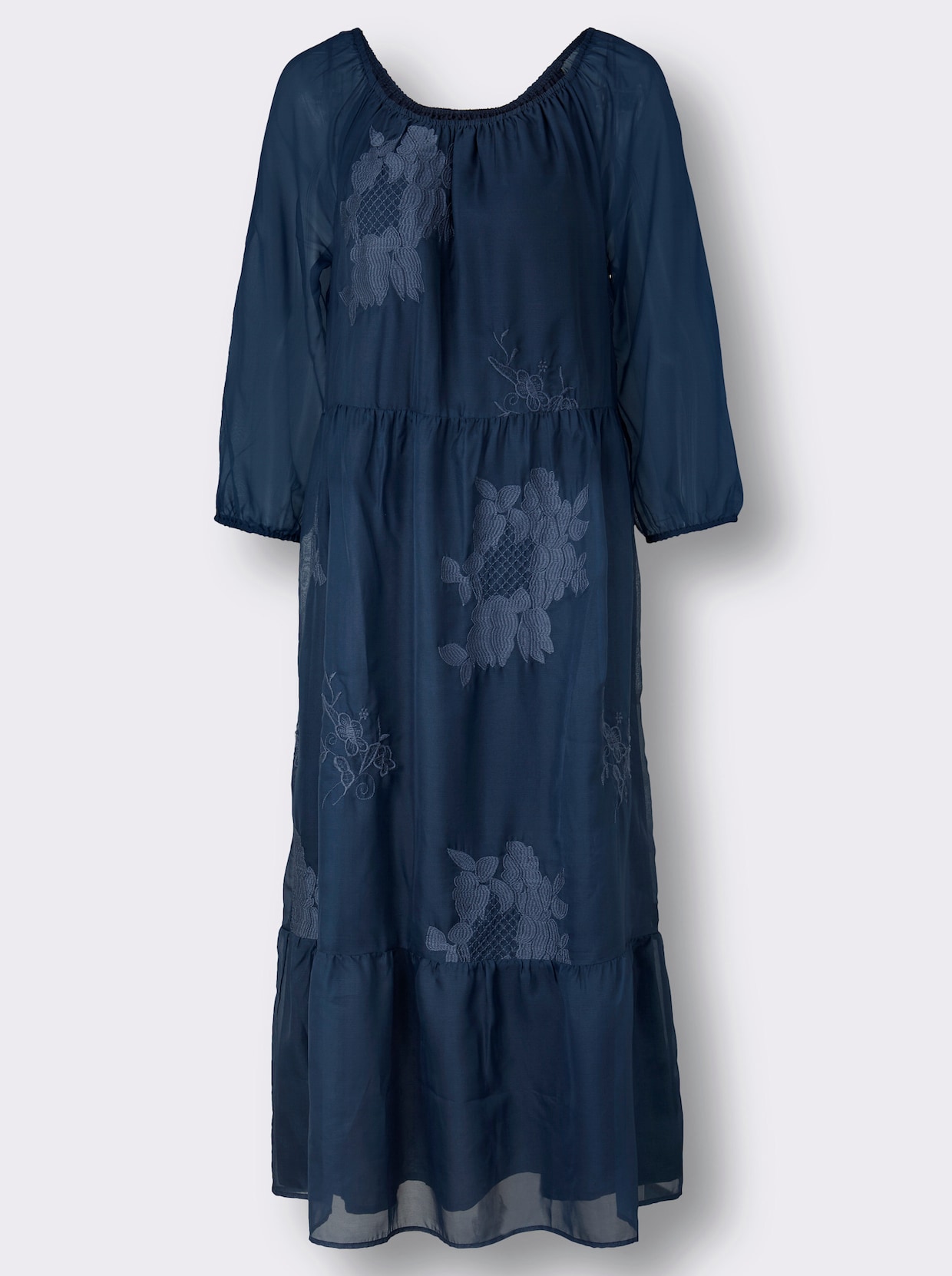 Gelaagde jurk - donkerblauw gedessineerd