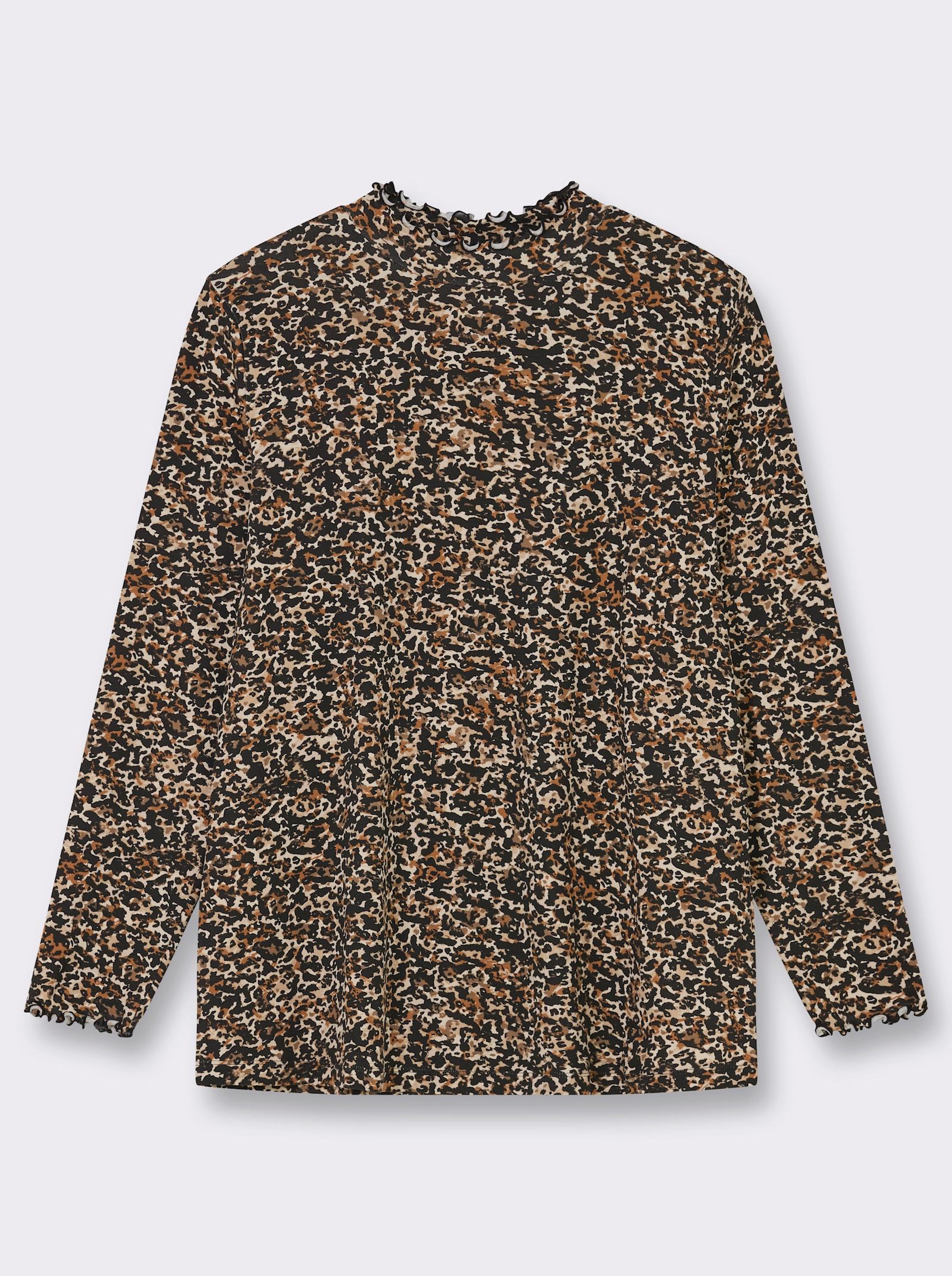 sheego Langarmshirt mit Animalprint - schwarz-cognac-bedruckt